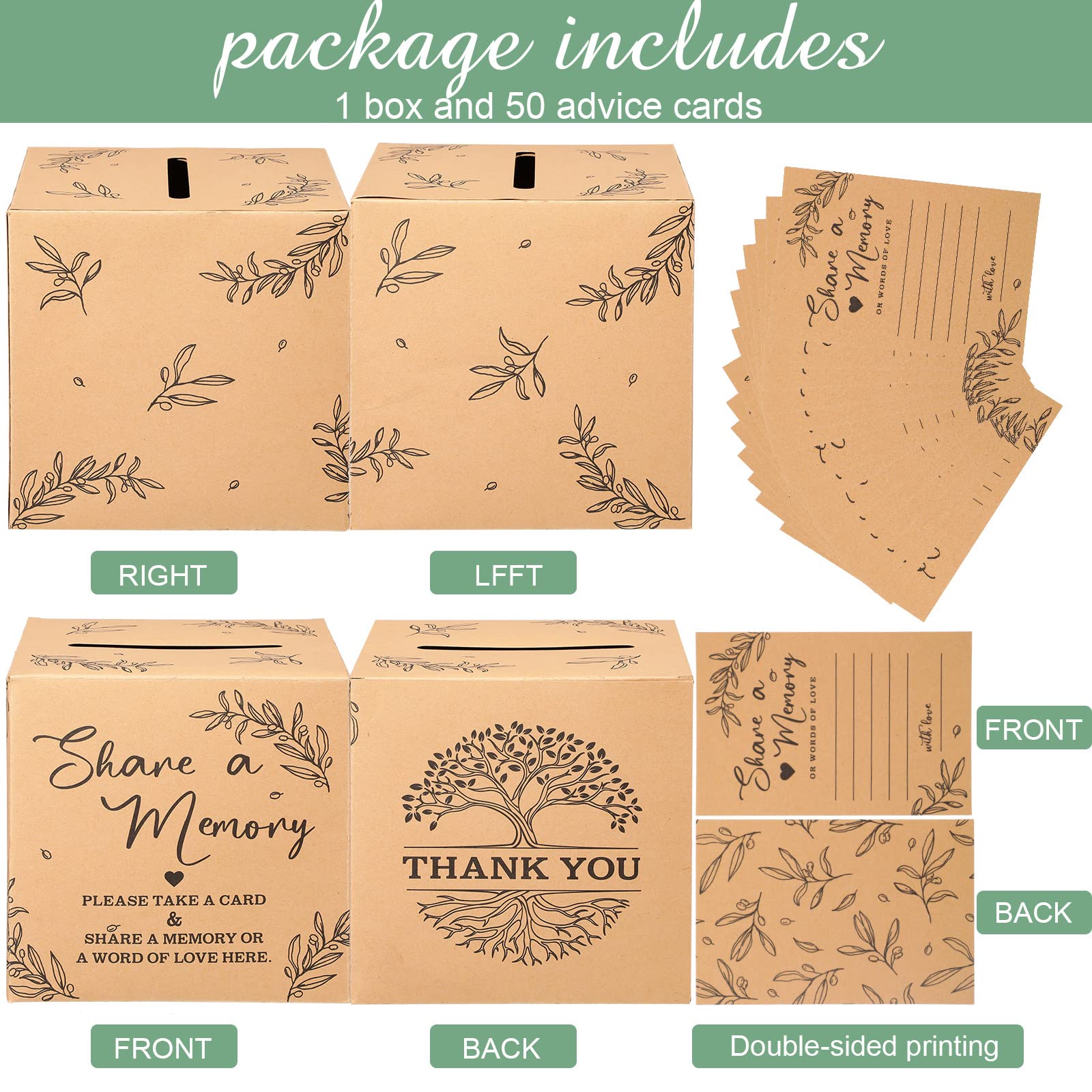 50 Pcs Kraft Memory Cards for Life Events - Funeral, Graduation, Wedding, Bridal Shower, Birthday, Anniversary & Retirement - Guest Book Alternative for Cherished Memories & Keepsakes (Perfect for Scrapbooking & Photo Albums)