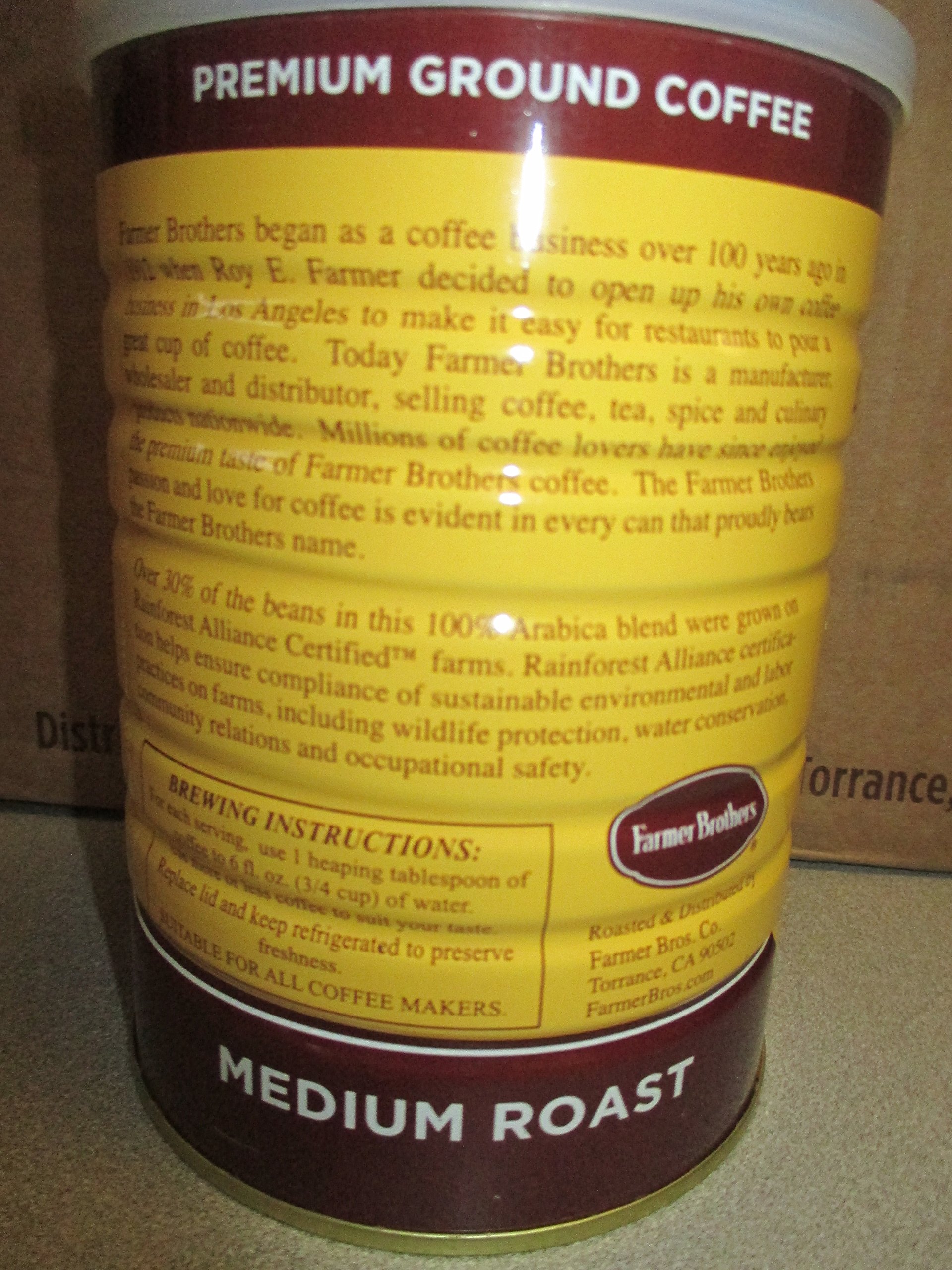 Farmer Brothers 100% Arabica Medium Roast Ground Coffee - Rainforest Alliance Certified, 9-Pack | Premium Coffee for Home, Office & Camping | Rich Flavor & Sustainable Sourcing
