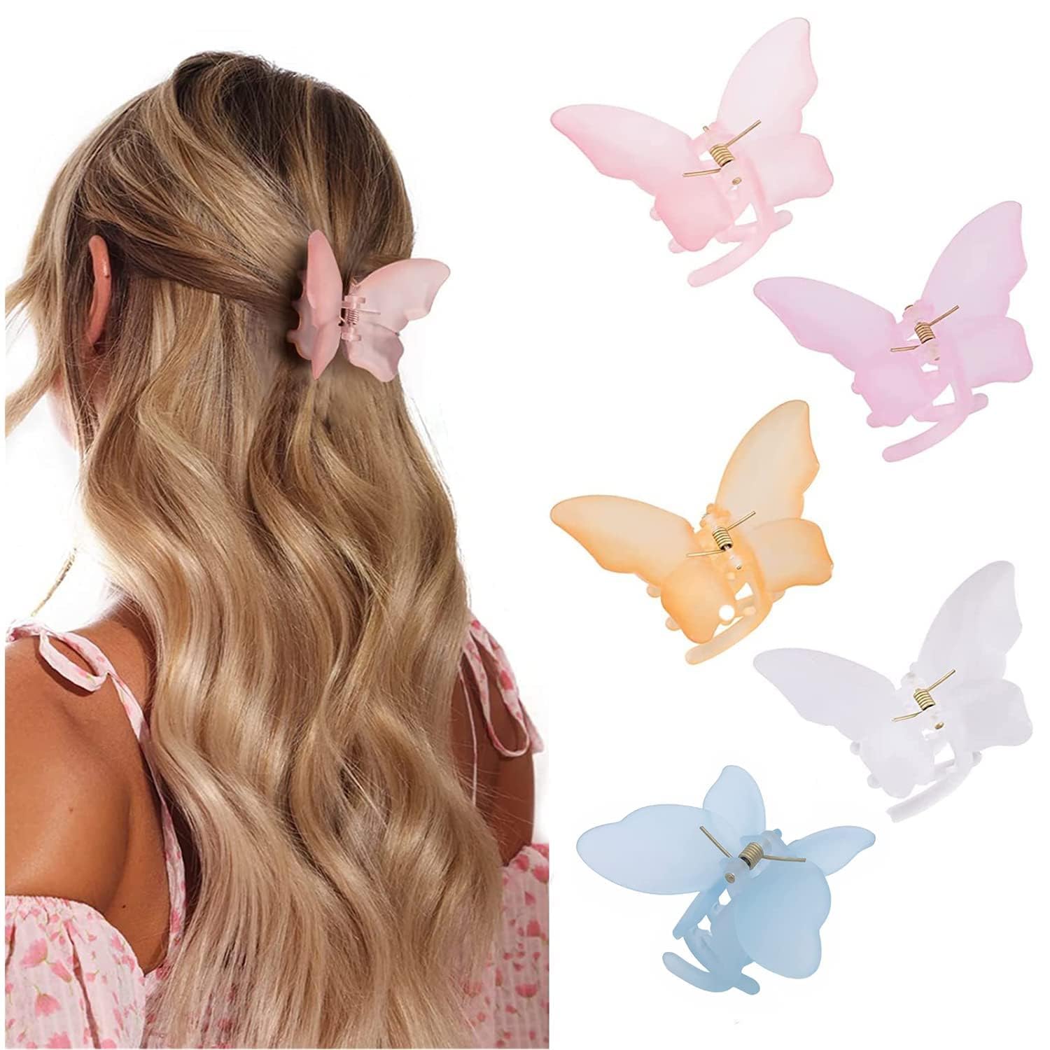 Snowpearl 6-Piece Stylish Hair Accessories Set – Trendy Frosted Hair Clips, Korean Butterfly Hair Claws, Satin Scrunchies for Women & Girls | Perfect for Ponytails, Buns & Everyday Hairstyles