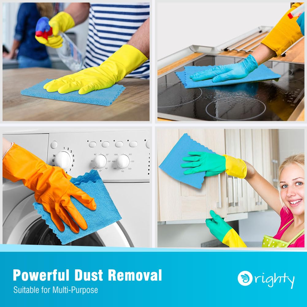 Orighty Microfiber Cleaning Cloths 50 Pack - Reusable, Lint-Free Shop Towels for Cars, Kitchen & Mechanic Use (11.5