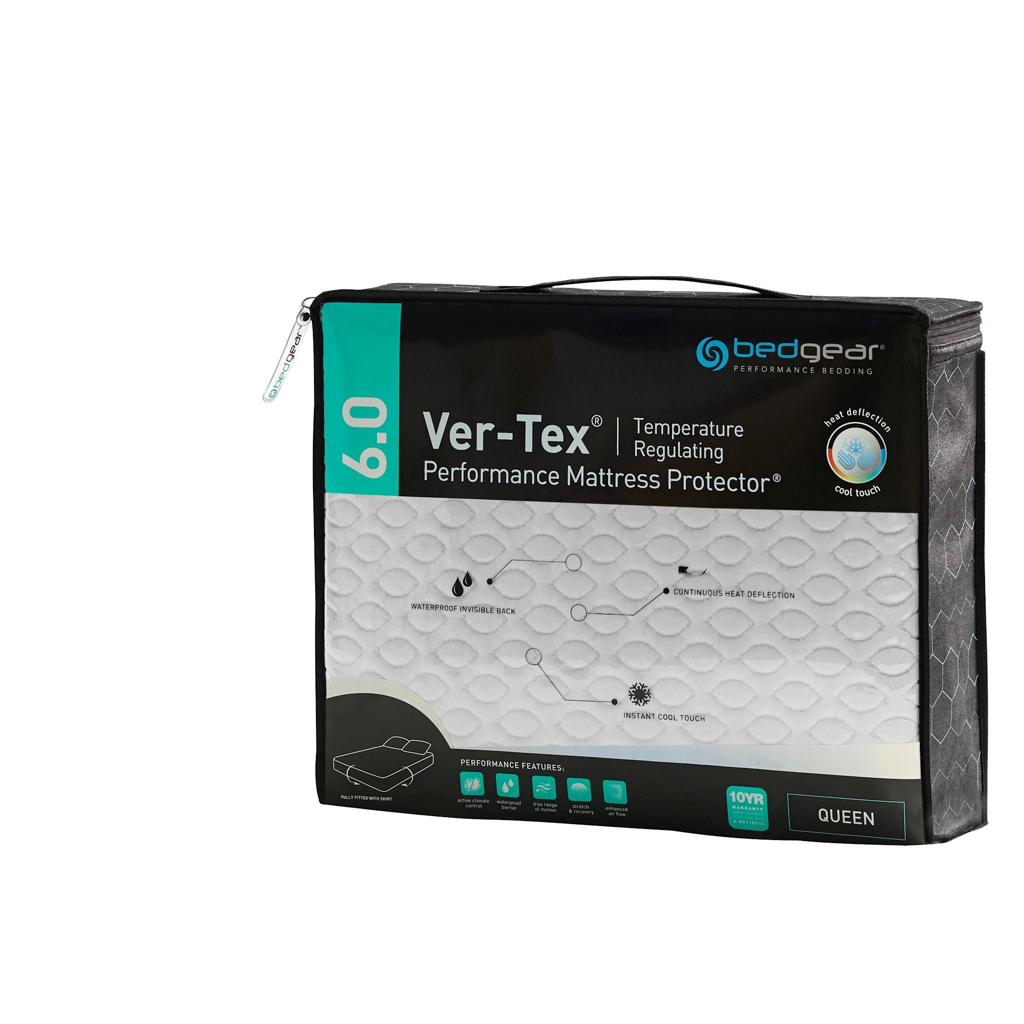 Bedgear Ver-Tex Waterproof Mattress Protector - Queen Size, Cooling & Breathable for Allergy Relief - Perfect for Bedrooms, Guest Rooms & Dorm Use