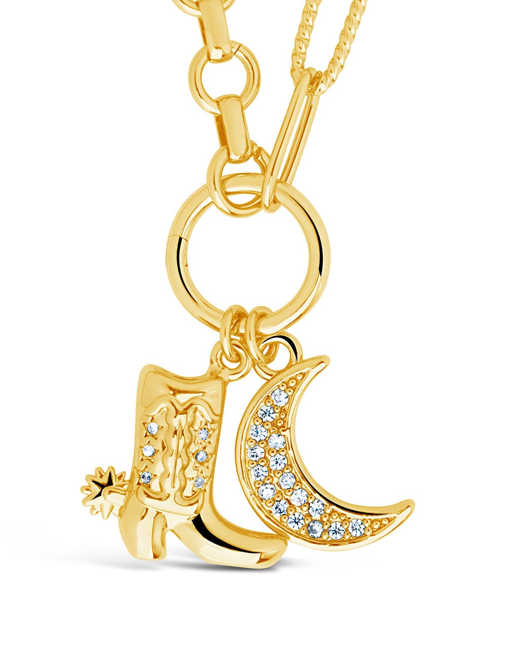 Kelsea CZ Boot & Moon Pendant Charm Necklace - Elegant Sterling Silver Jewelry for Women, Perfect Gift for Birthday, Anniversary & Valentine's Day | Boho Chic Style for Everyday Wear & Special Occasions