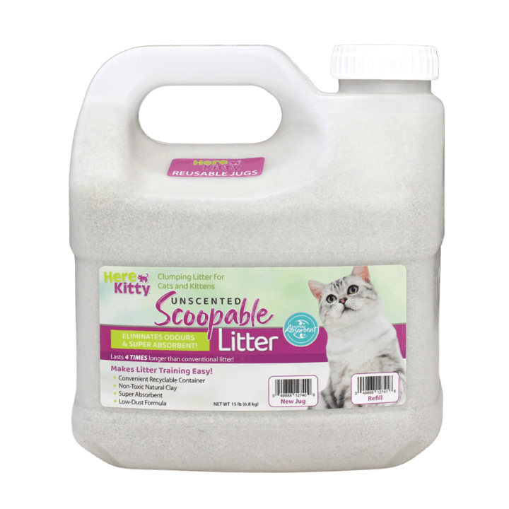 Here Kitty Unscented Clumping Cat Litter - 6.8kg (15 lbs) | Low Dust, Strong Clumping | Ideal for Multi-Cat Homes & Small Spaces