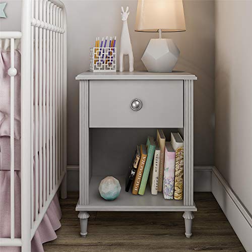 Little Seeds Rowan Valley Arden 1-Drawer Grey Kids Nightstand - Stylish Bedside Table for Children's Bedroom & Nursery Decor