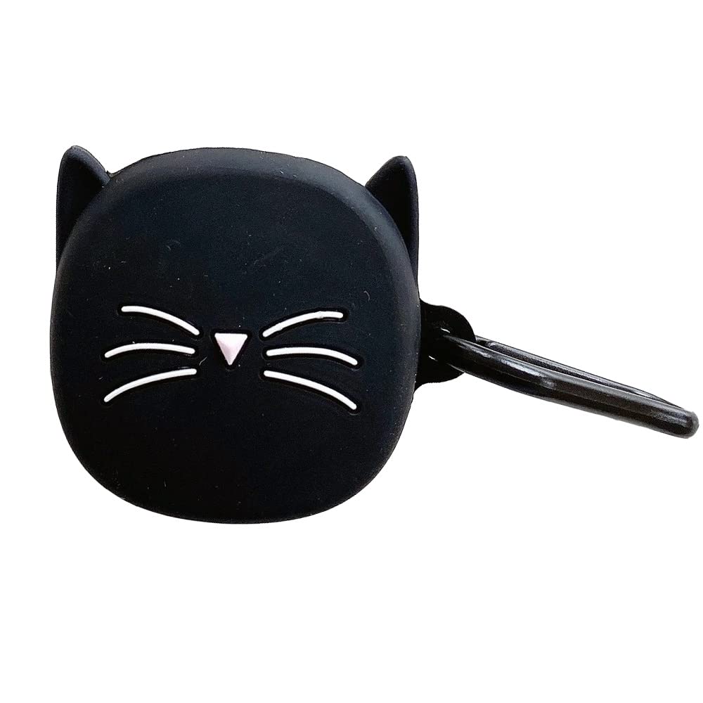 Stylish Black Cat Cartoon Protective Case with Keychain for Samsung Galaxy Buds 2/Pro/Live (2020-2021) - Cute Phone Accessory for Women, Girls & Anime Lovers