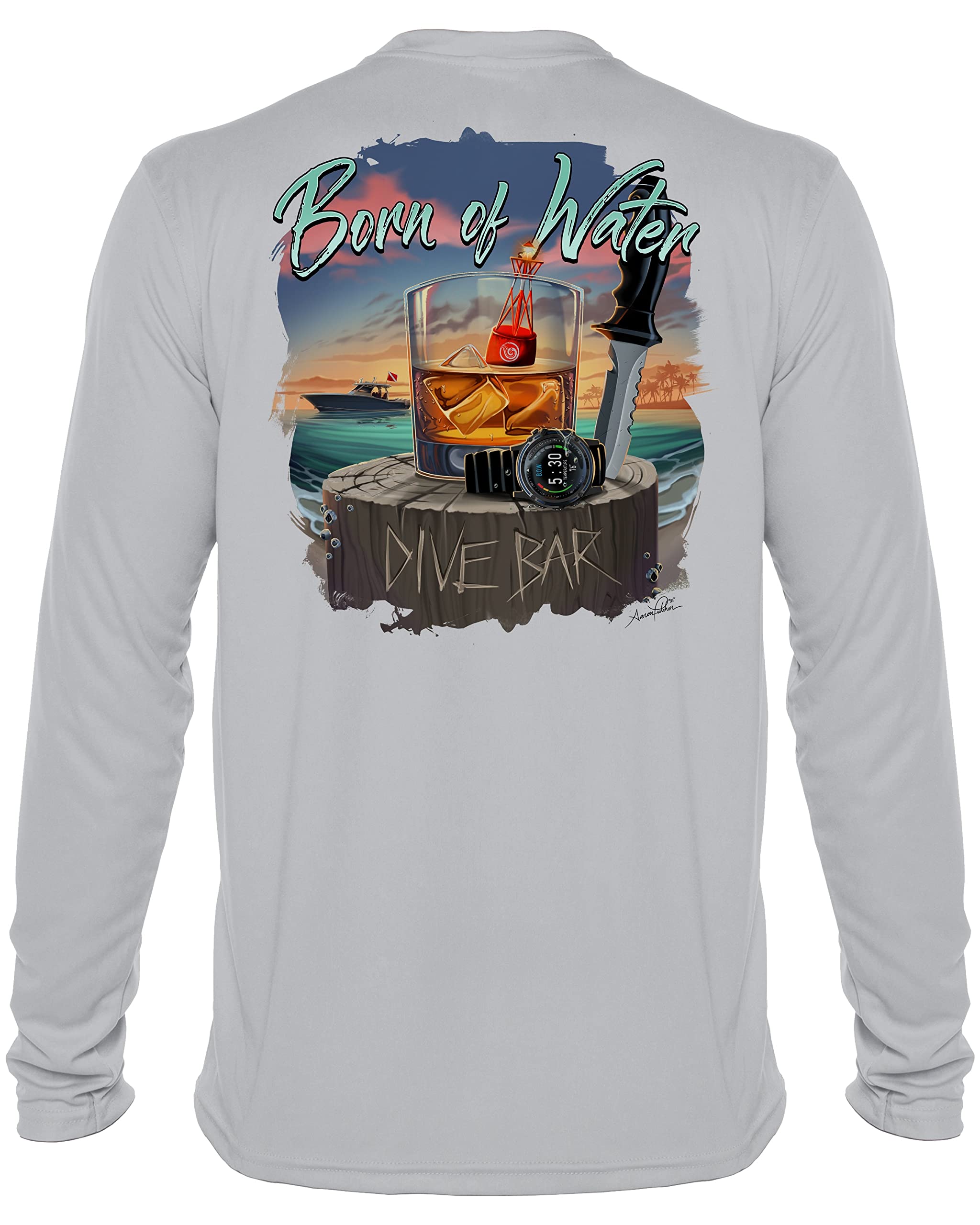 Dive Bar Men's UV Protection Long Sleeve Shirt for Outdoor Activities & Sun Safety