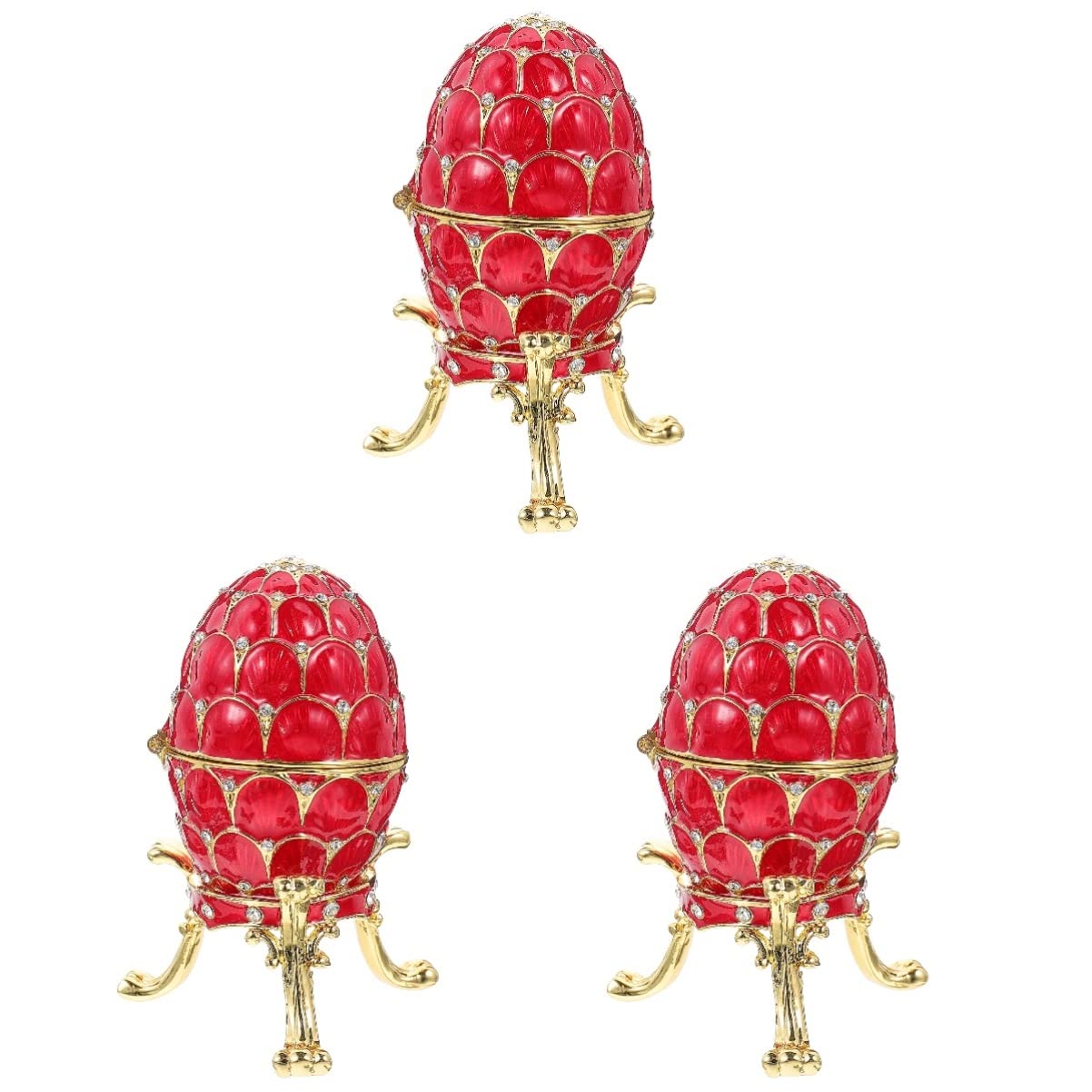 FOMIYES 3-Piece Rhinestone Jewelry Box Set - Hinged Faberge Egg Trinket Boxes with Sparkling Crystals | Russian Style Gift for Women | Perfect for Jewelry Storage, Home Decor & Special Occasions