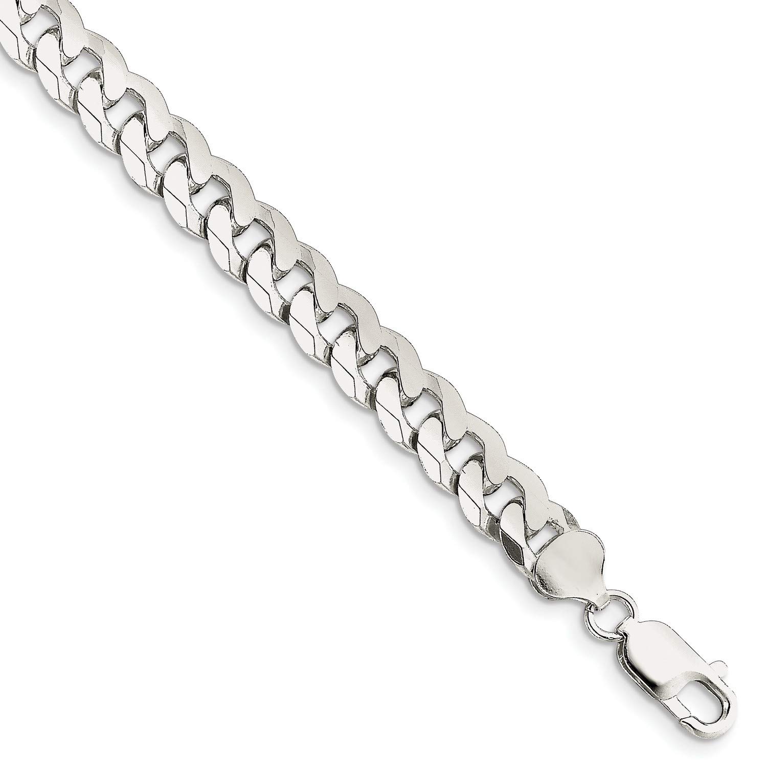 .925 Sterling Silver Beveled Curb Chain Necklace, Bracelet or Anklet - Durable & Hypoallergenic Jewelry for Women & Men - Perfect for Everyday Wear, Gifts & Special Occasions