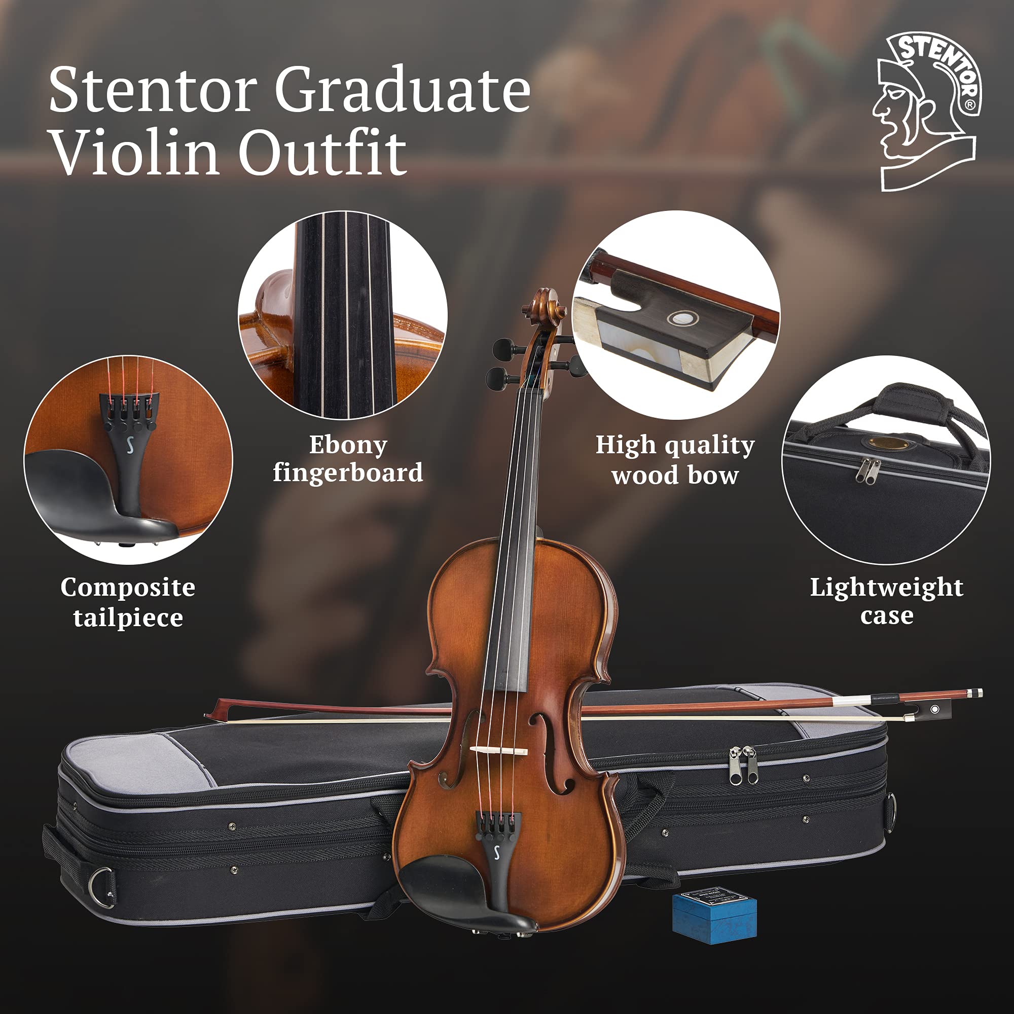 Stentor 4/4 Full Size 4-String Violin for Right-Handed Players - Perfect for Beginners, Students & Professionals - Ideal for Practice, Performances & Music Lessons