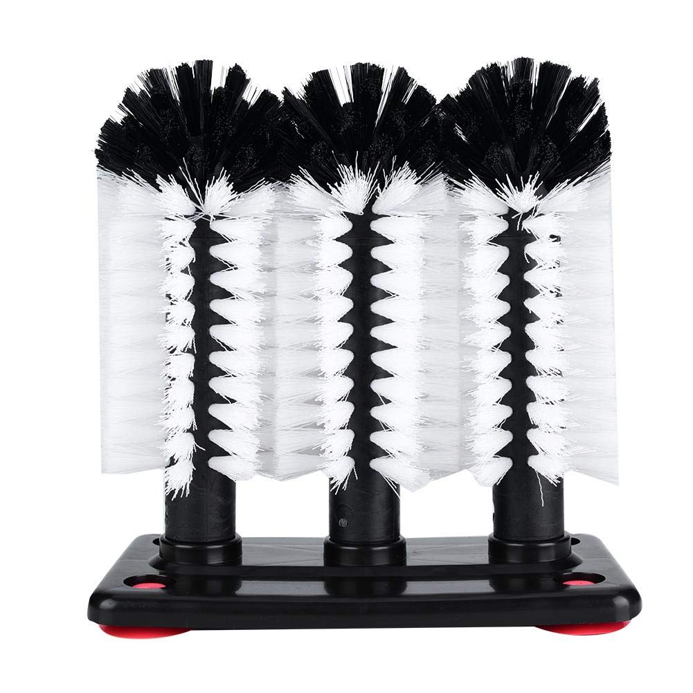 Jadpes 3-Piece Glass Cleaning Brush Set with Suction Cup Base - Sink, Bar & Cup Washer Brushes for Kitchen, Restaurant & Home Use