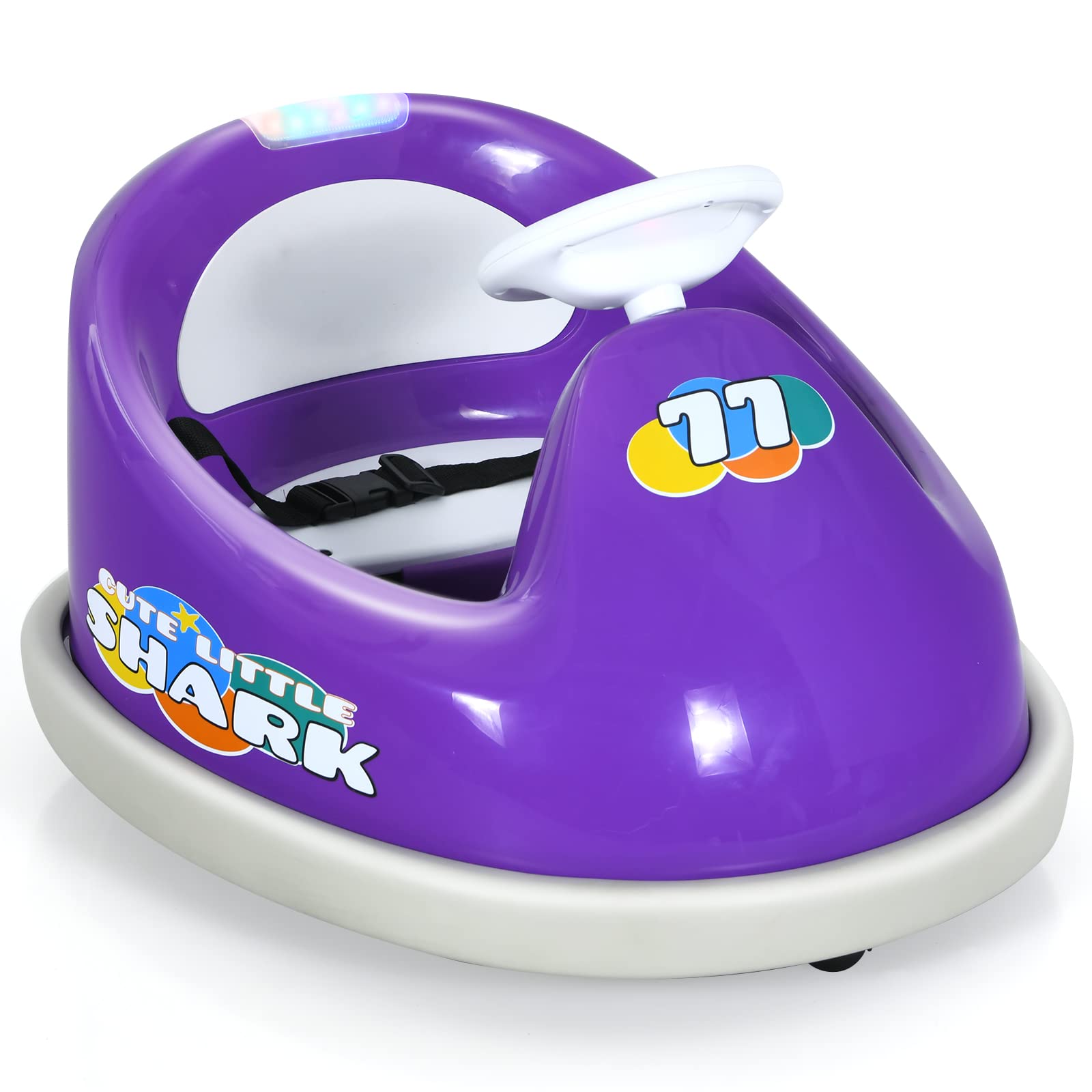 INFANS 6V Kids Electric Ride On Car with 360° Spin, Remote Control, LED Lights & Bluetooth - Rechargeable Bumper Toy Vehicle for Boys & Girls (Purple) | Perfect for Indoor Play, Backyard Fun & Birthday Gifts