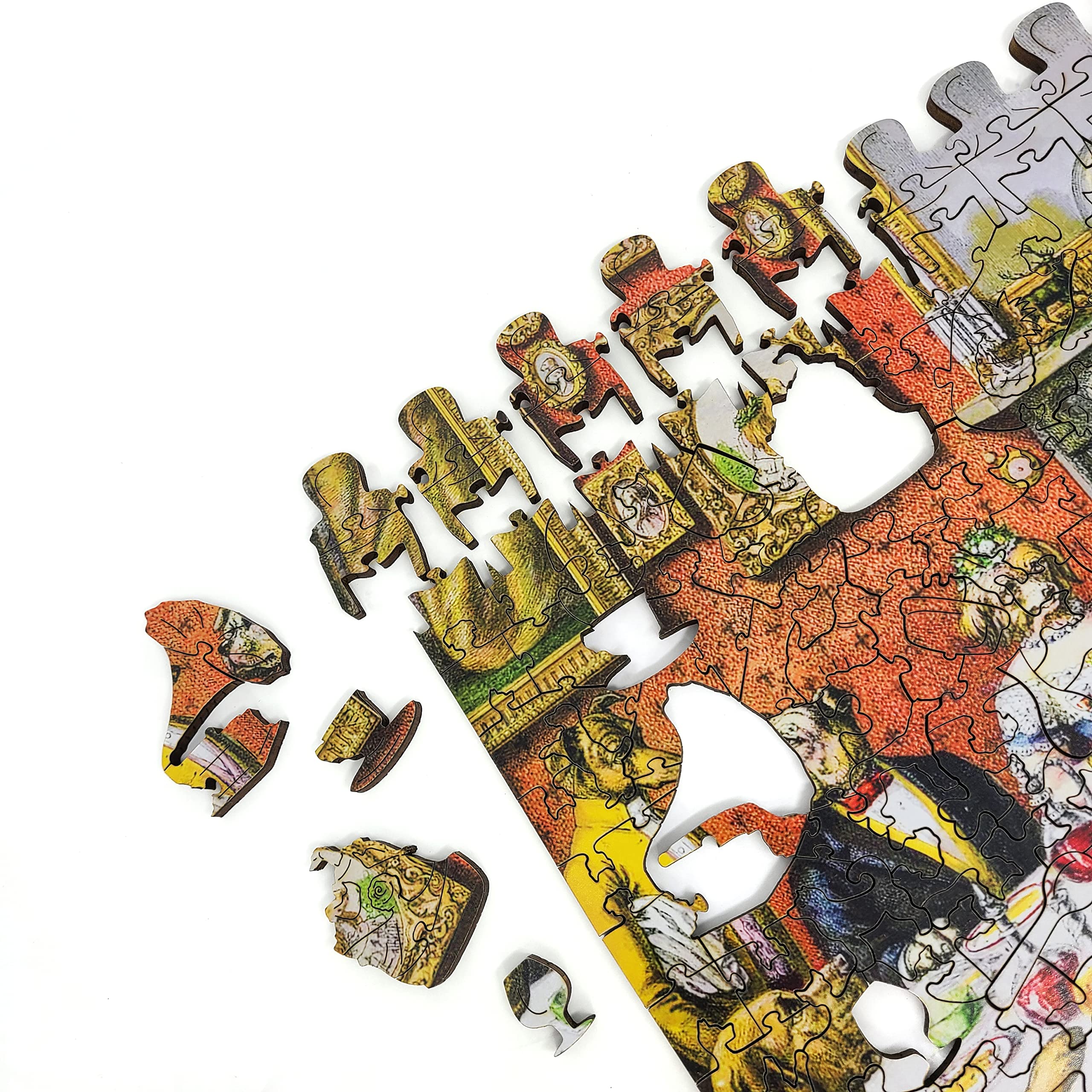 Premium 365-Piece Wooden Jigsaw Puzzle for Adults - Unique Shaped Pieces - Handcrafted in USA by FoxSmartBox - The Dogs Dinner Party - Perfect for Family Game Nights, Stress Relief & Home Decor
