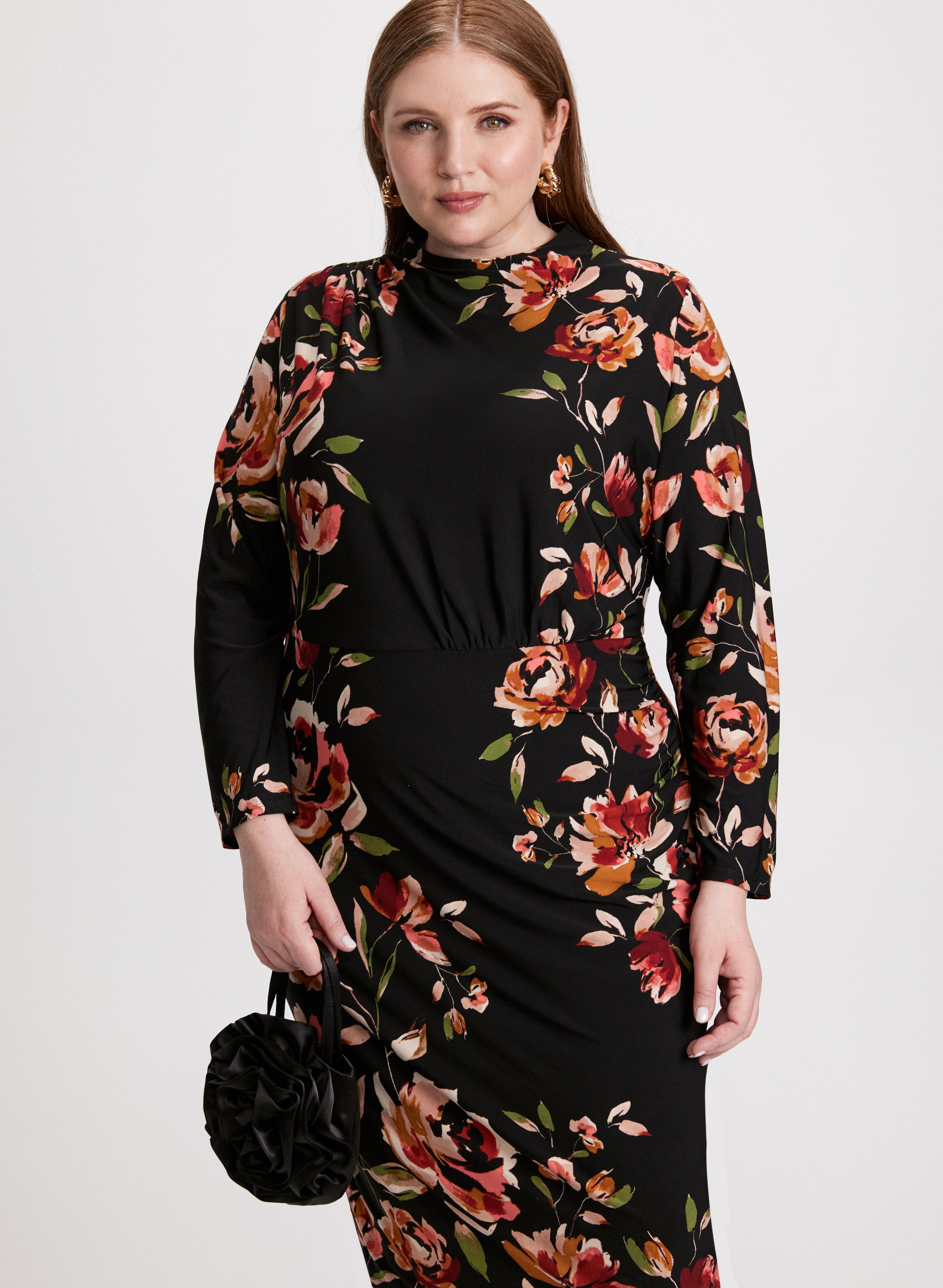 Floral Print Mock Neck Dress for Women - Elegant Summer Party & Wedding Guest Outfit