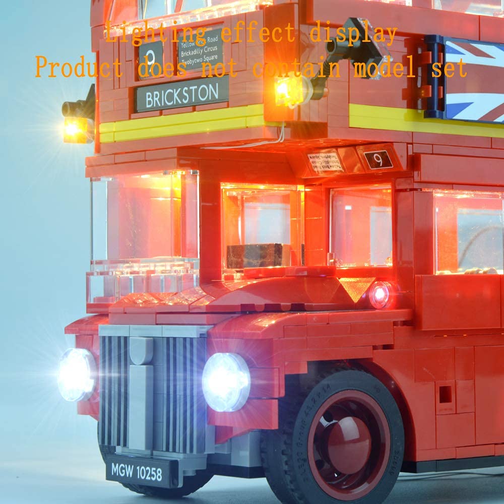 GEAMENT LED Light Kit for London Bus - Compatible with Lego Creator Expert 10258 Building Set (Model Not Included) | DIY Lighting Upgrade for Lego London Bus Display & Nighttime Showcase