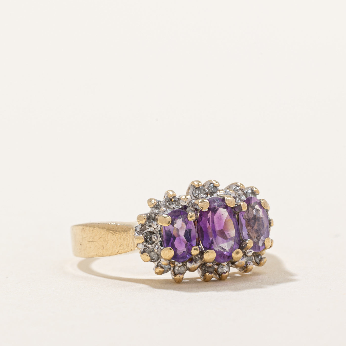 0.54ctw Amethyst & Diamond Ring - 0.10ctw Diamond Accents - Size 5.75 - Elegant Purple Gemstone Jewelry for Women - Perfect for Valentine's Day, Anniversary & Special Occasion Gifts