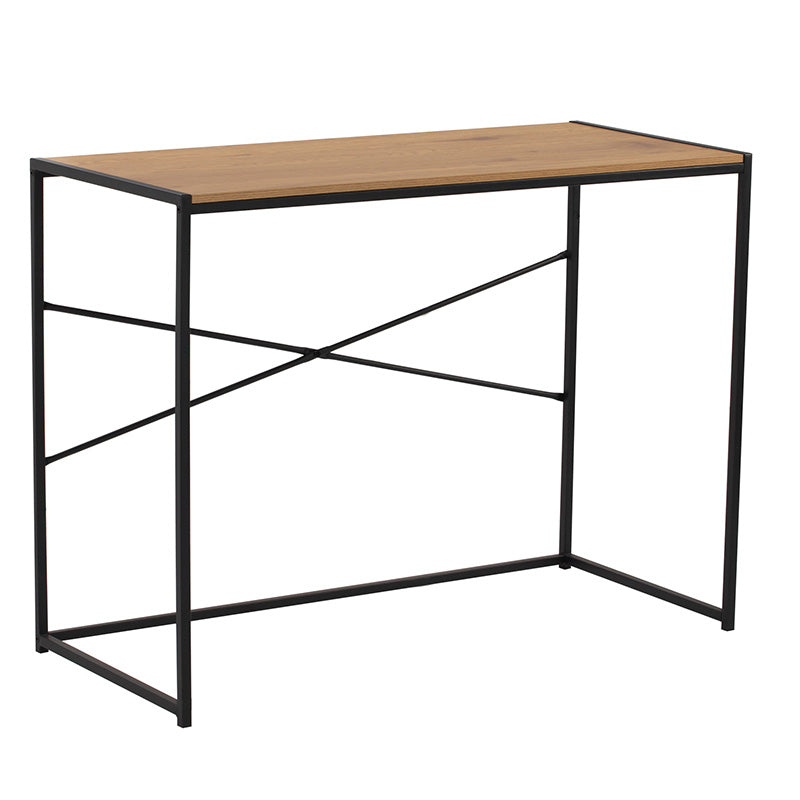 BRADFORD 100cm Study Desk in Natural & Black - Modern Writing Desk for Home Office, Dorm Room, or Small Spaces - Perfect for Studying, Working & Remote Learning