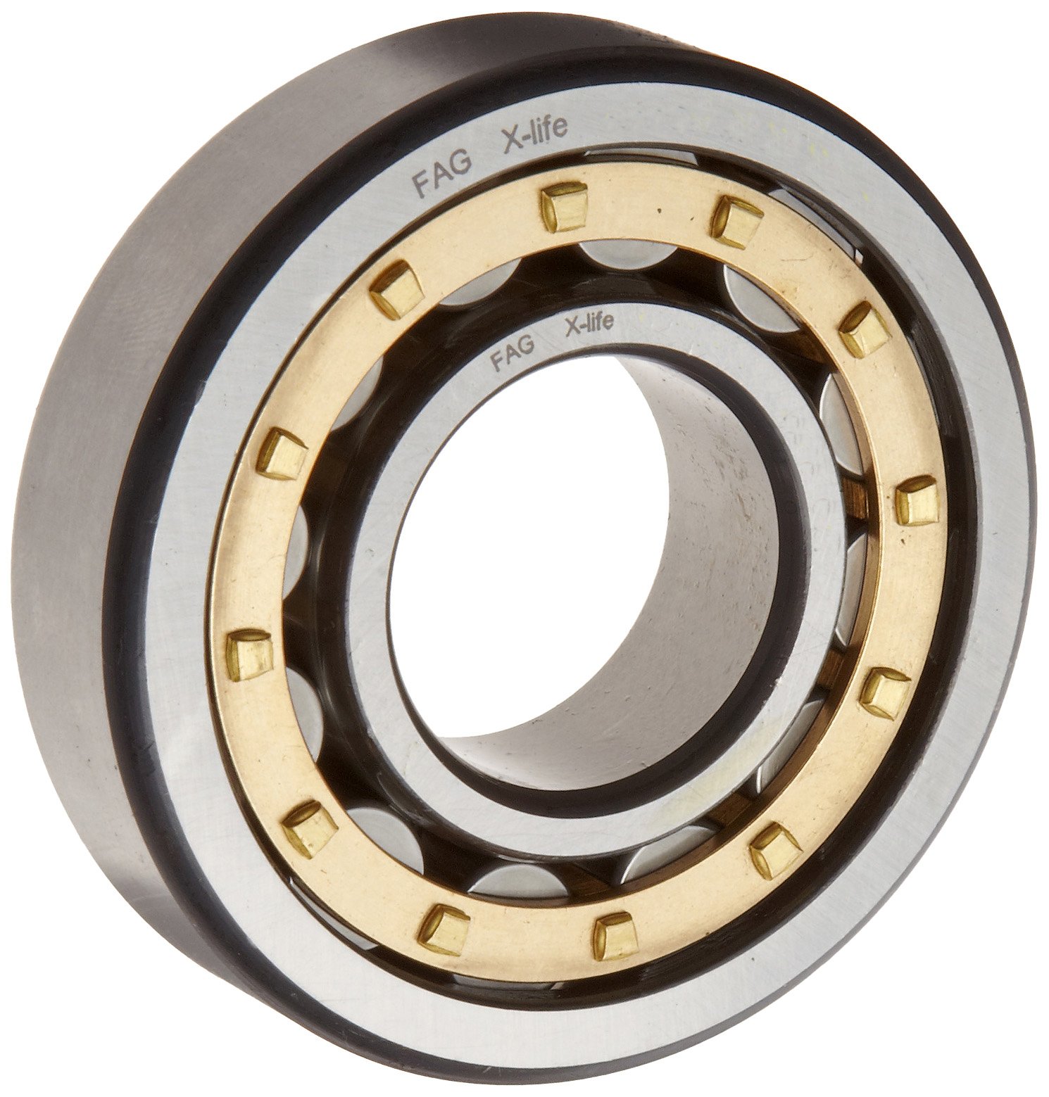 NJ2210E-M1-C3 Single Row Cylindrical Roller Bearing - Straight Bore, Removable Inner Ring, Flanged Design, High Load Capacity, Brass/Bronze Cage, C3 Clearance (50mm ID x 90mm OD x 23mm Width) - Ideal for Industrial Machinery, Heavy Equipment, and Power Transmission Applications