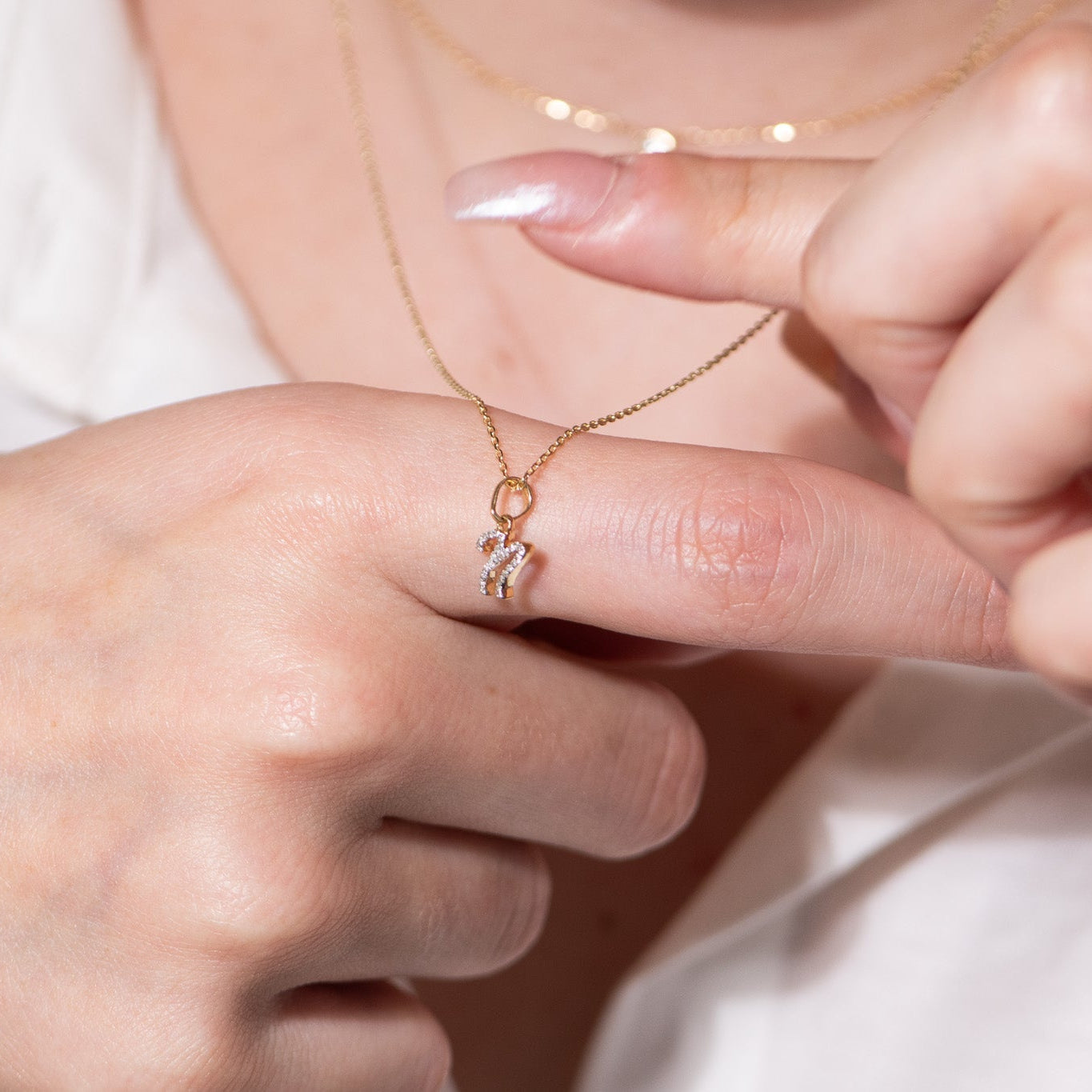 14K Solid Yellow Gold Cursive Diamond Initial Necklace - Personalized Name Letter Pendant Jewelry for Women, Gift for Her, Birthday, Anniversary, Valentine's Day