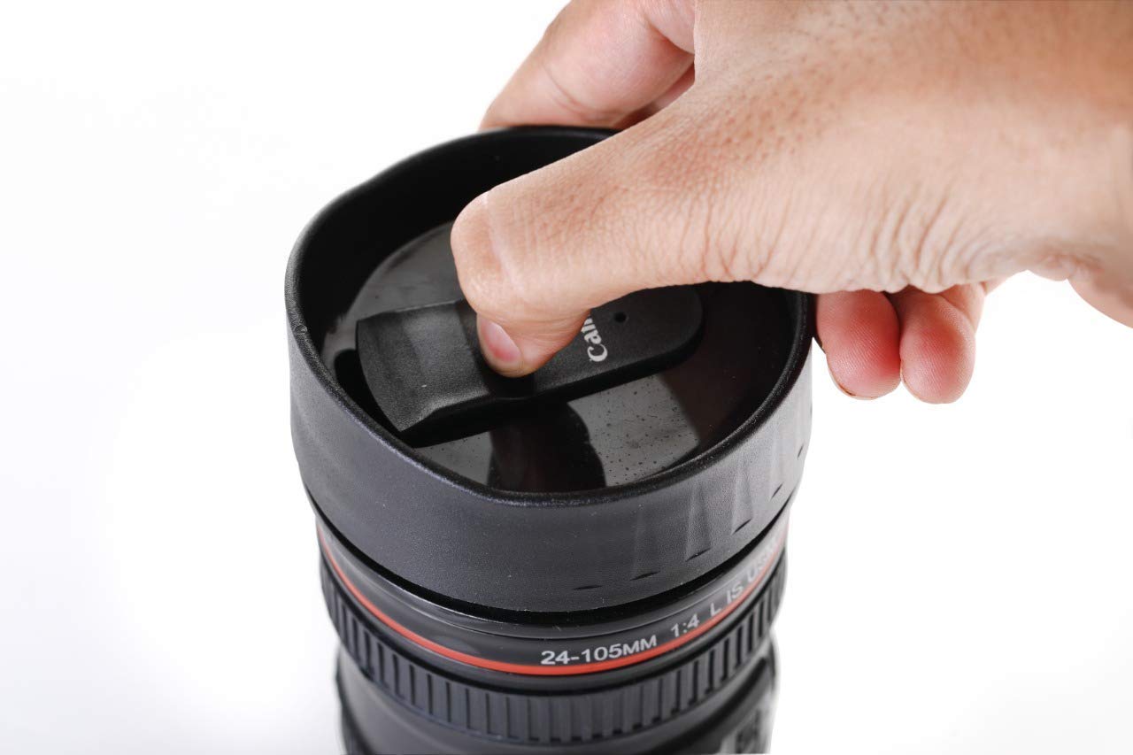XMART INDIA Camera Lens Shaped Coffee Mug with Lid - Insulated Travel Flask for Tea & Hot Drinks - Unique Photography Themed Gift for Photographers & Coffee Lovers - Perfect for Office, Home Use & Outdoor Adventures