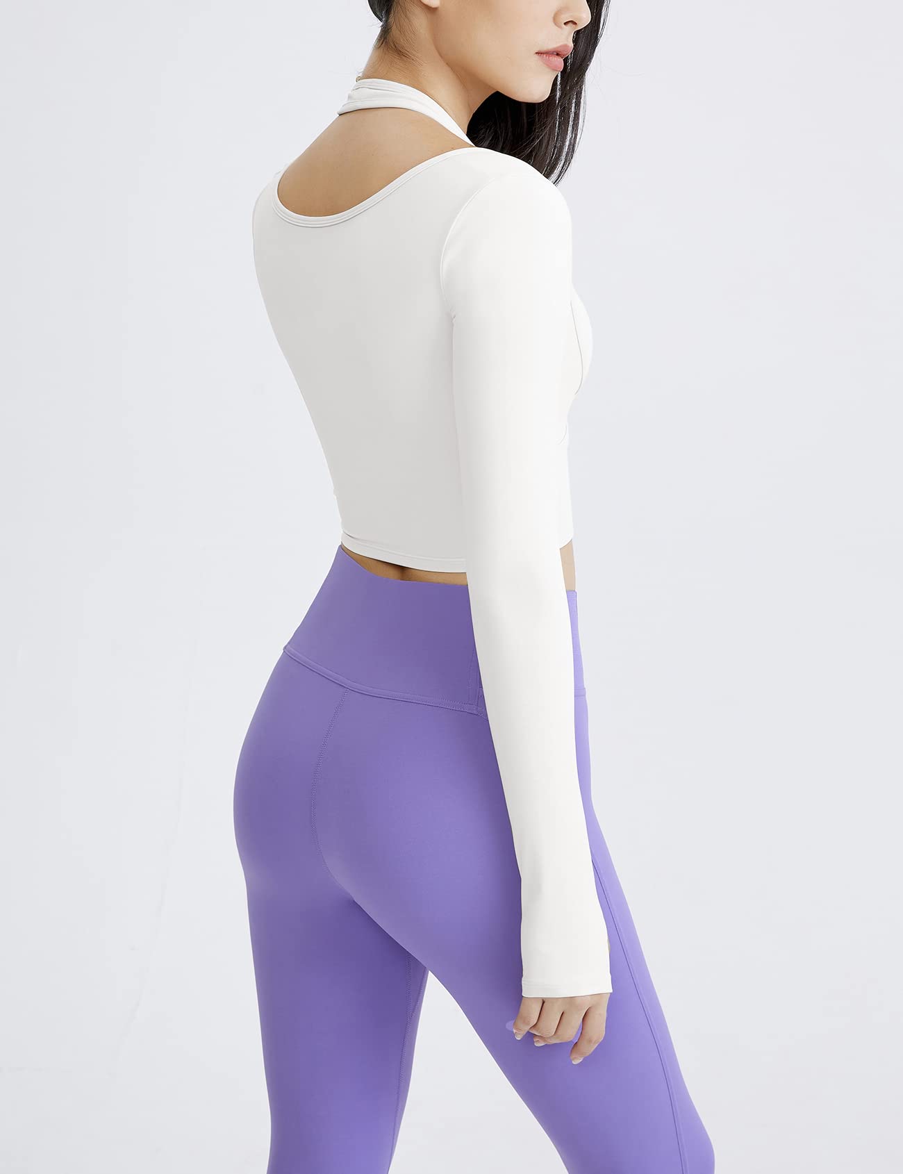 Gihuo Women's Long Sleeve Crop Top - Athletic Workout Shirt for Yoga, Running & Gym | Slim Fit Sports Shirt for Women | Perfect for Workouts, Yoga Classes & Casual Wear