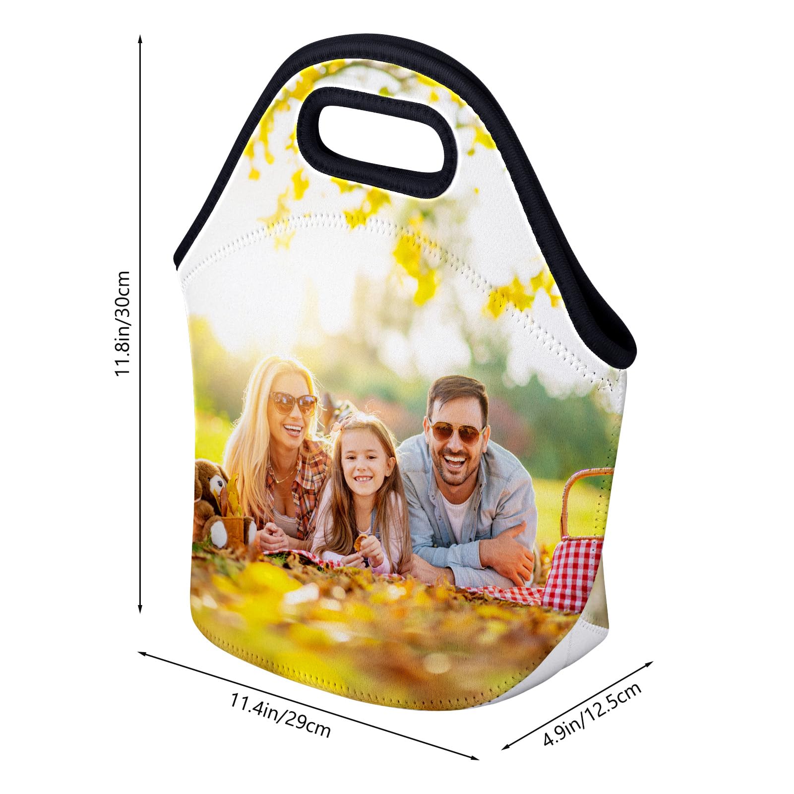 Custom Insulated Lunch Bag for Women & Men - Personalized with Photo/Text - Reusable Lunch Tote for Work, Office, School, Travel & Picnic - Eco-Friendly Meal Container
