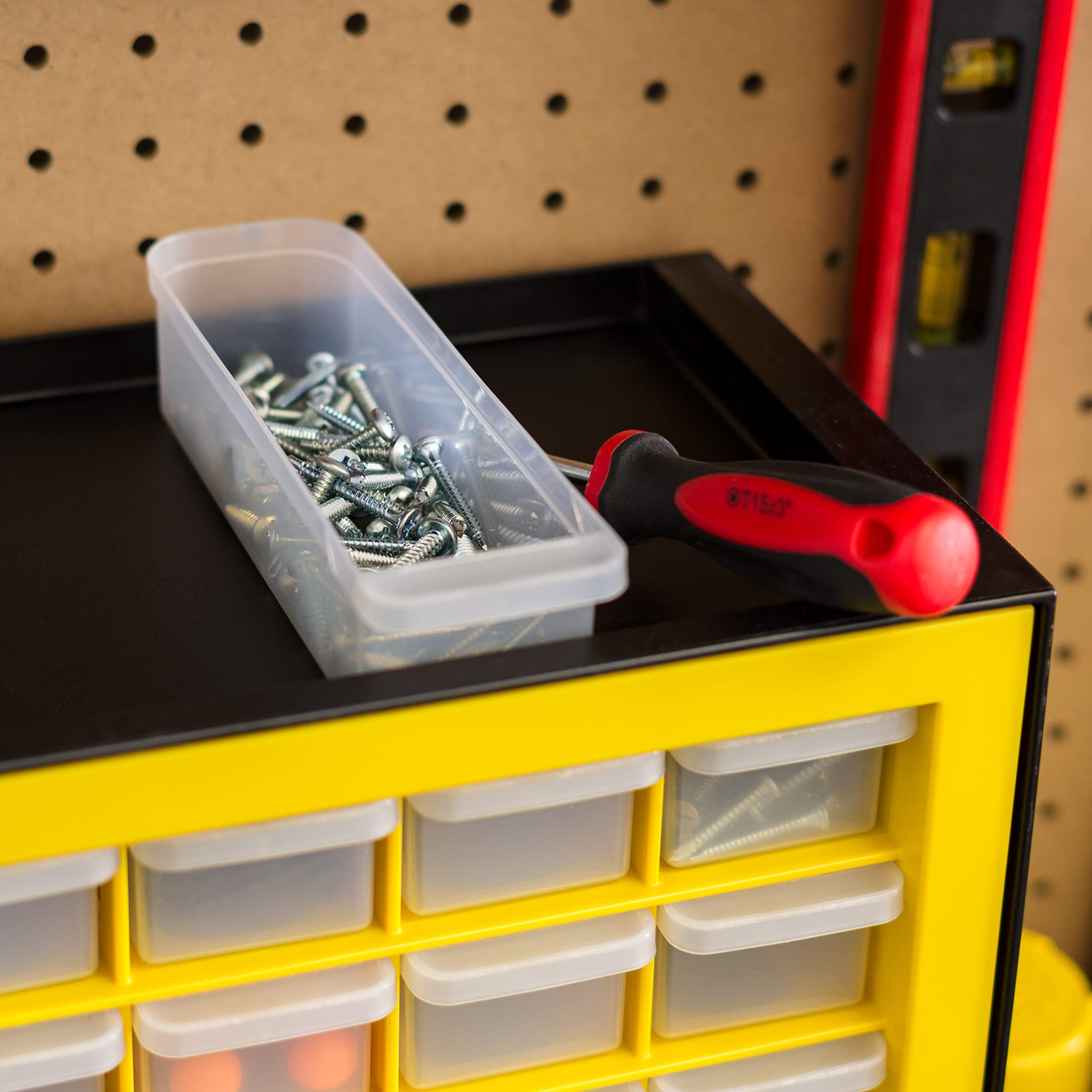 IRIS USA 64-Drawer Screw and Hardware Organizer Cabinet - Plastic Storage for Nuts, Bolts, Small Parts, Crafts, Tools & Scrapbooking Supplies (Yellow) | Perfect for Workshop, Garage, Craft Room & DIY Projects