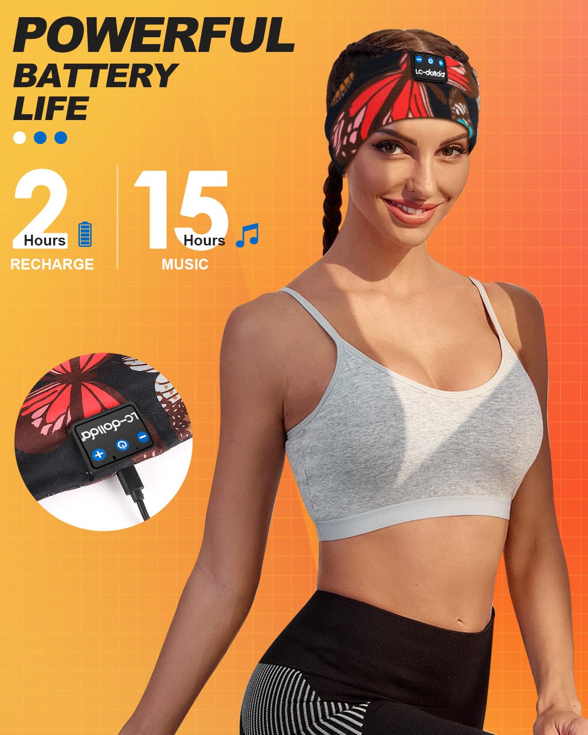 **LC-dolida Bluetooth 5.4 Sleep Headphones Headband – Wireless Sports Headband with Built-in Speaker & Mic, USB-C Charging – Perfect for Sleeping, Workout, Jogging, Yoga, Travel, Meditation & Insomnia Relief (Butterfly Design)**    *(Use Cases: Ideal for side sleepers, gym workouts, late-night relaxation, noise-free travel, and mindfulness meditation.)*