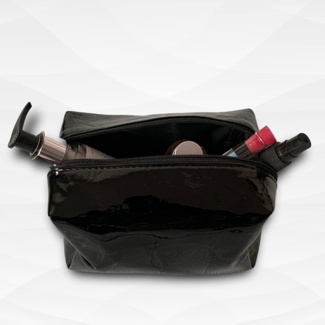 Waterproof Travel Toiletry Bag for Women - Makeup Pouch & Cosmetic Organizer | Black Cosmetic Case for Travel, Gym, Camping & Daily Use