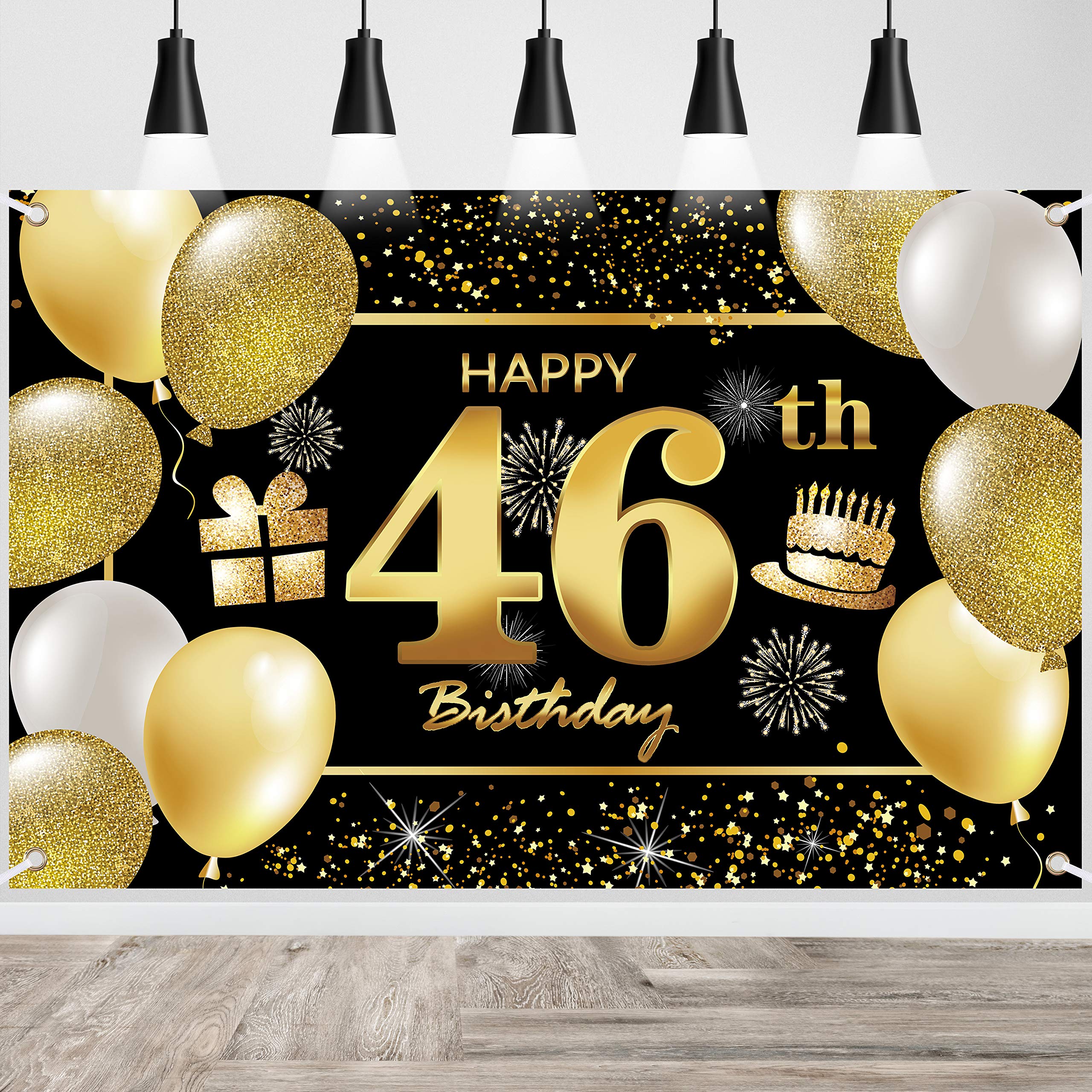 46th Happy Birthday Banner - Premium Birthday Decorations for Men, Party Supplies & Backdrop - Perfect for Indoor & Outdoor Celebrations, Photo Booths & Surprise Parties