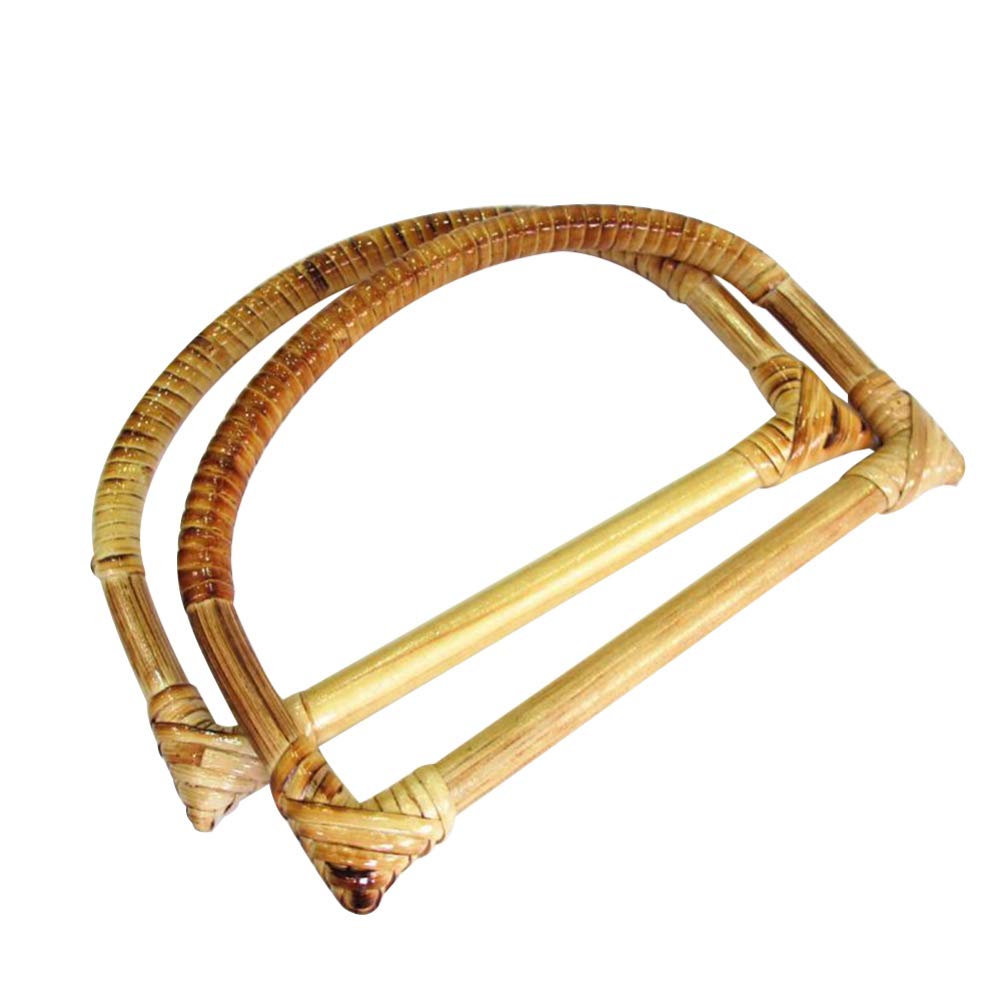 4pcs DIY Purse Handles - Solid Wood Rattan Craft Supplies for Handmade Bags, Totes & Purses - Natural Wooden Handles for DIY Fashion Accessories