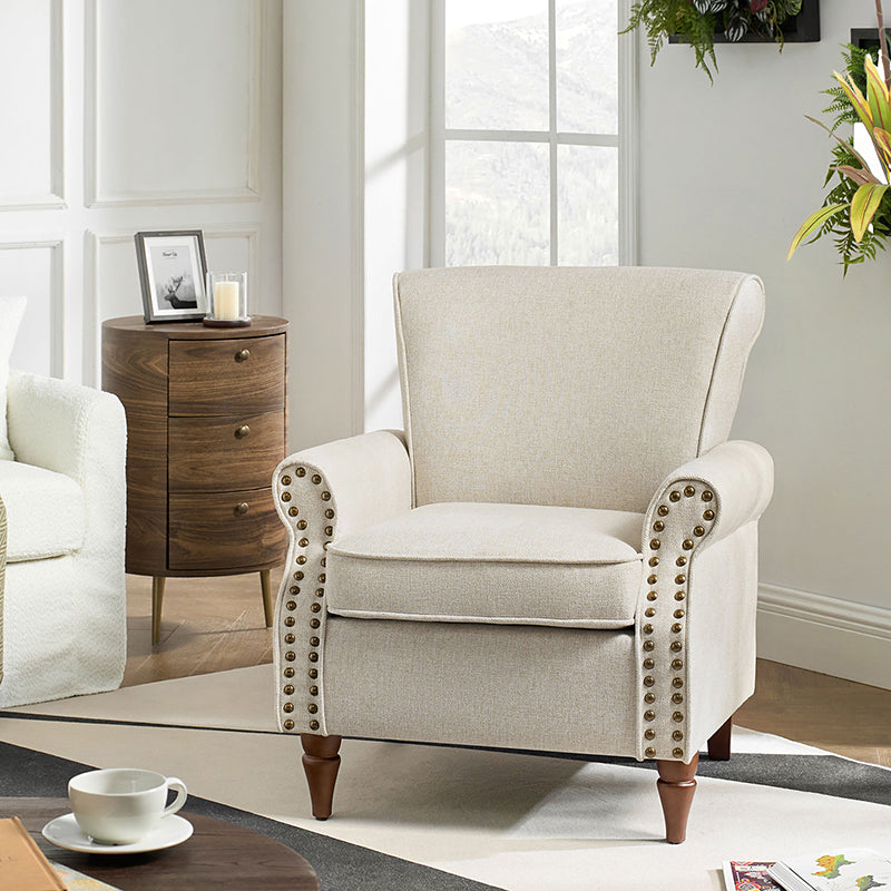 Hypanis Upholstered Armchair with Solid Wood Legs - Modern Living Room Accent Chair for Home, Office & Reading Nook - Comfortable Lounge Chair for Relaxing & Decor