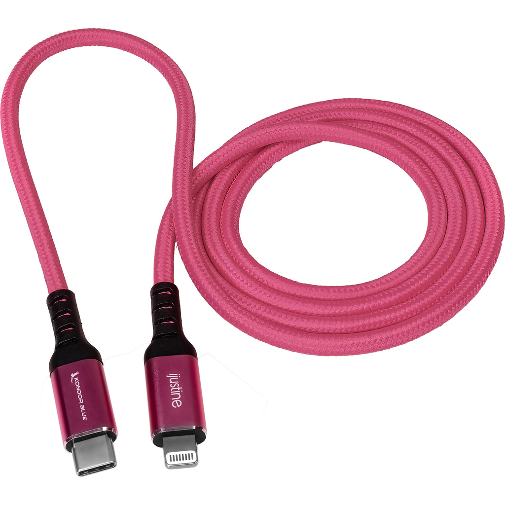 Kondor Blue iJustine Lightning to USB C Charge & Sync Cable 3.3ft Pink - Fast Charging & Data Transfer for iPhone, iPad, MacBook - Perfect for Home, Office & Travel