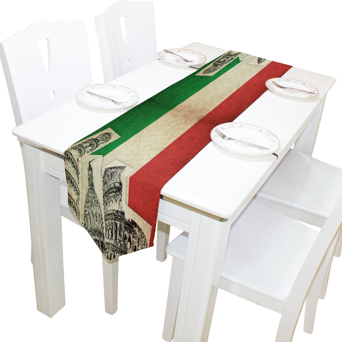 Vintage Grunge Italy Flag Table Runner - 13 x 70 Inch Decorative Tablecloth for Wedding, Banquet & Coffee Table - Home Decor for Parties, Dining Room & Kitchen Decorations