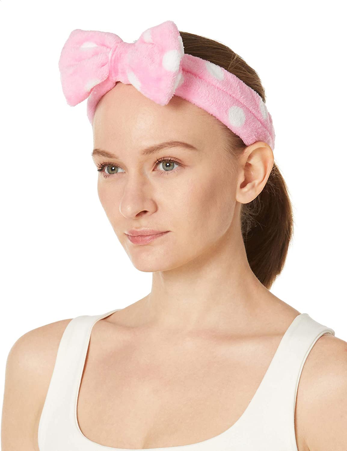 APOEM Velvet Hair Bands with Bow - Adjustable Elastic Headbands for Women (Pack of 2, Blue & Pink) - Perfect for Makeup, Skincare, Yoga & Relaxation at Home