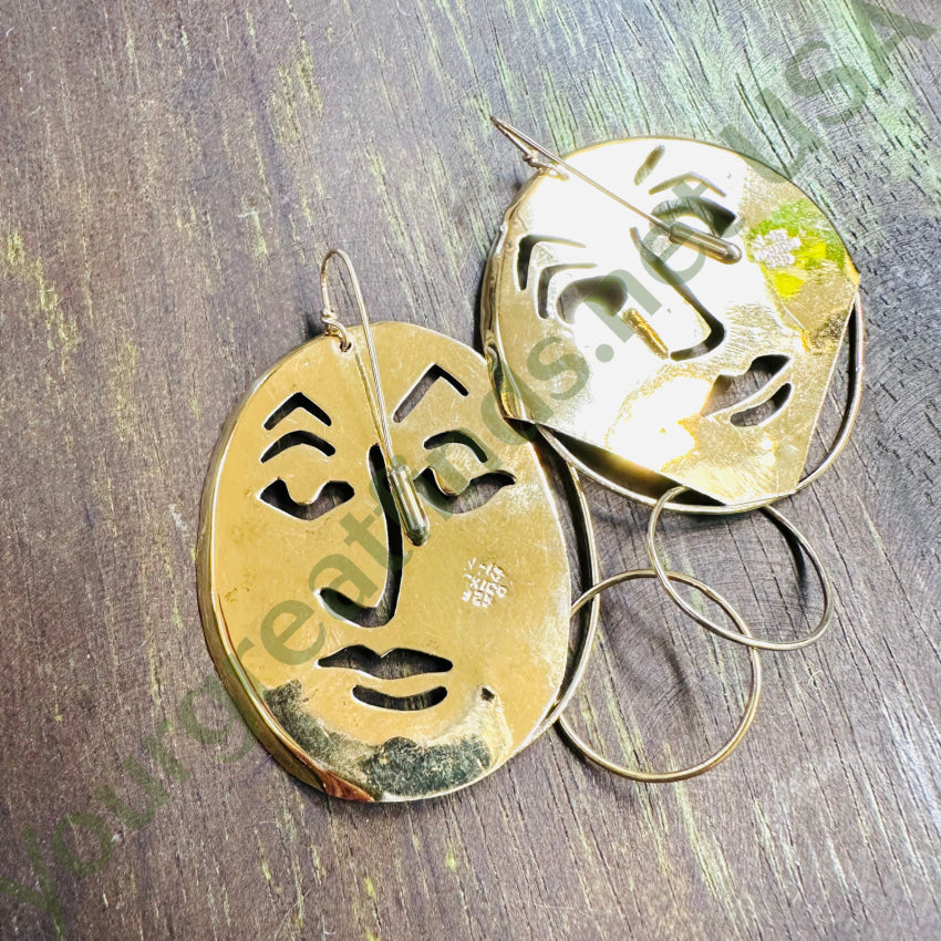 Vintage Gold Washed Sterling Silver Figural Pierced Earrings for Women - Handmade Dainty Jewelry Gift for Her - Perfect for Parties, Weddings & Special Occasions