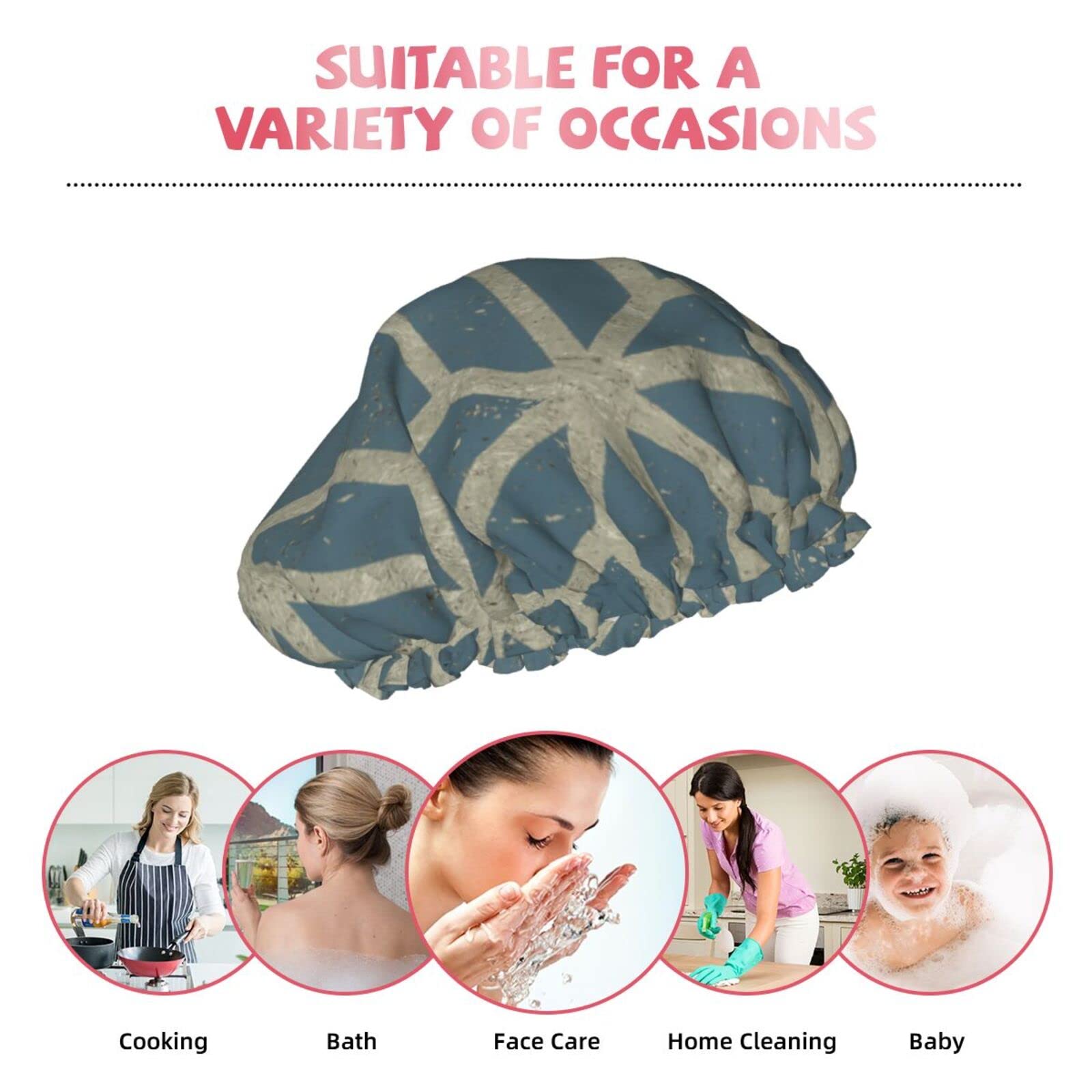 Waterproof Reusable Shower Cap for Women - Coral Pattern Double Layer Bathing Hair Cap | Shower, Spa, Swimming & Hair Care Protection