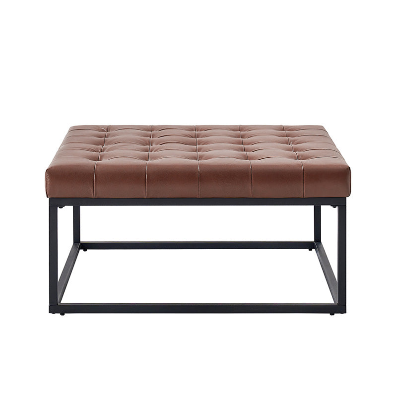 Genuine Leather Ottoman with Open Frame Base - Modern Footrest & Storage Stool for Living Room, Bedroom, or Office