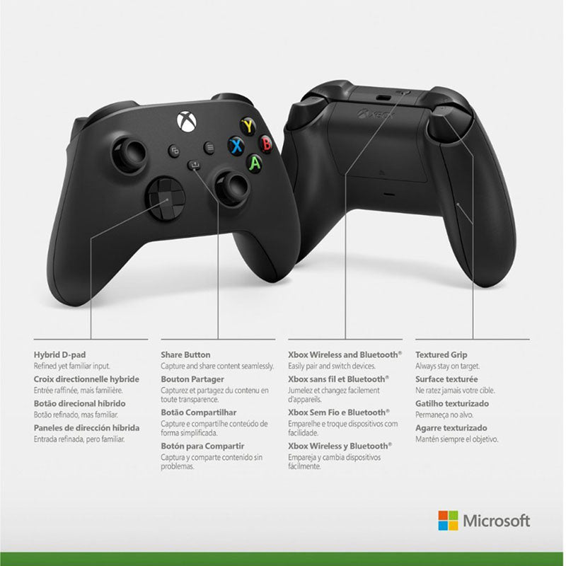 Microsoft Xbox Wireless Controller - Black (Includes Charging Cable) for Gaming, Streaming & Entertainment