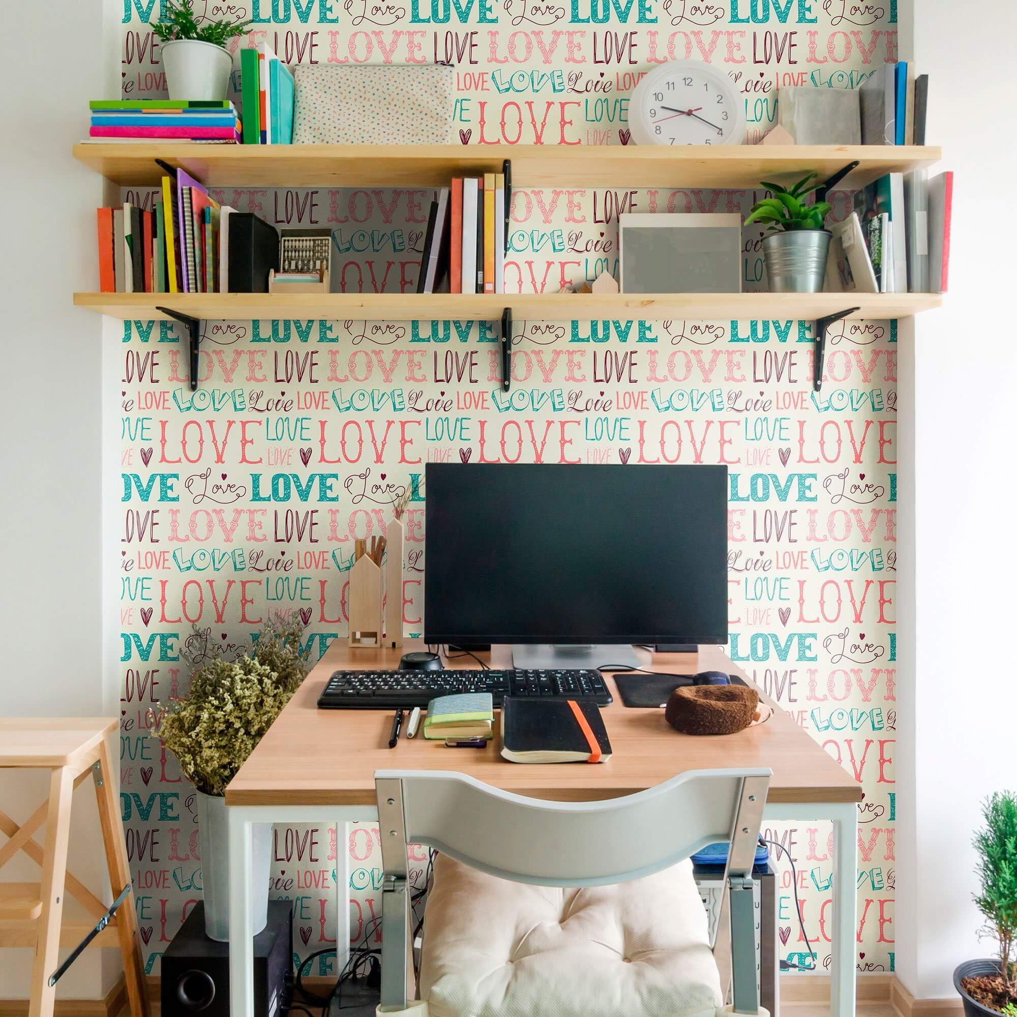 Purple and Blue Handwriting Peel and Stick Removable Wallpaper for Teens - Self-Adhesive Decorative Wall Covering for Bedroom, Dorm Room & Study Space