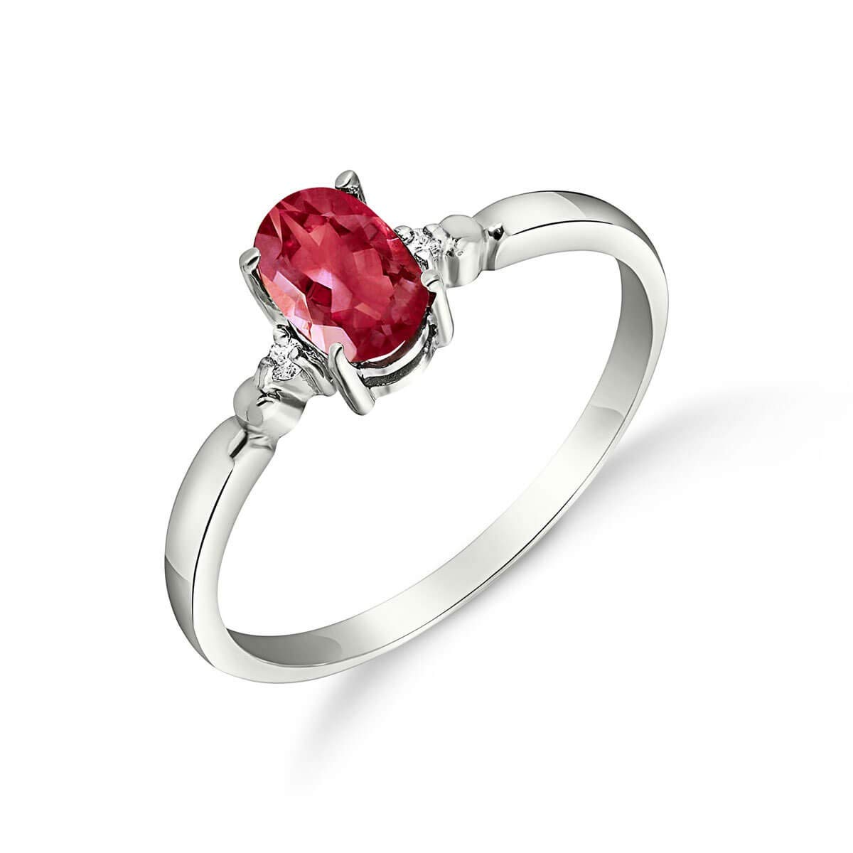 14K Solid White Gold Ring with 0.71 ct Diamond & Ruby - Galaxy Gold GG | Elegant Wedding Band, Anniversary Gift, Engagement Jewelry for Women