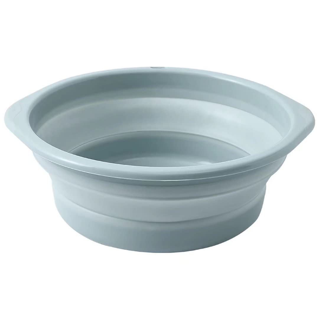 Foldable Collapsible Wash Basin with Hanging Hole - Portable Dishpan for Camping, RV, Marine & Home Use - Space Saving Sink Tub for Dishes, Laundry & Outdoor Activities (Blue)