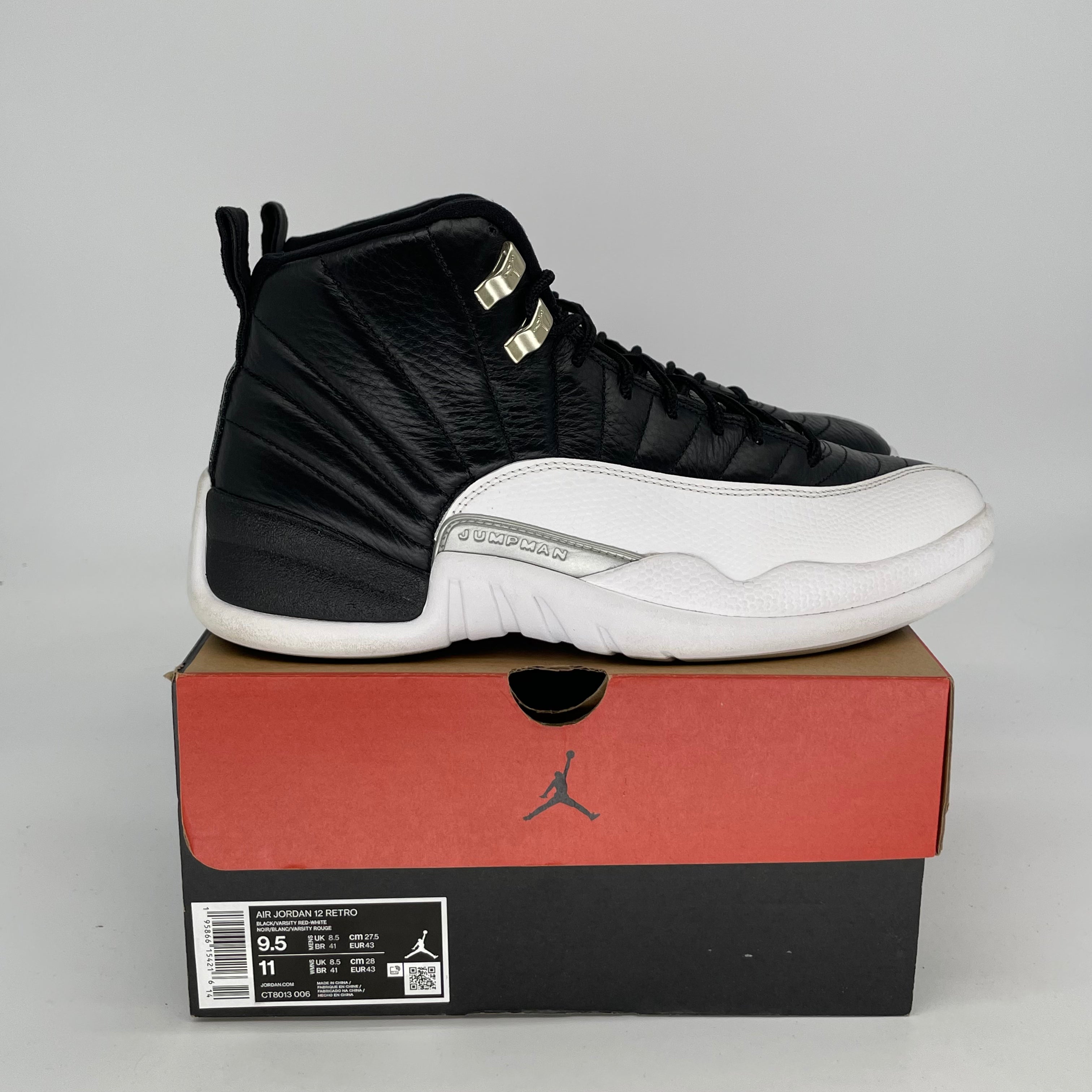 Original Air Jordan 12 Playoffs Basketball Shoes - Men's Size 9.5/Women's 11 - Black/Red (CT8013-006) - Perfect for Game Day & Sneaker Collectors