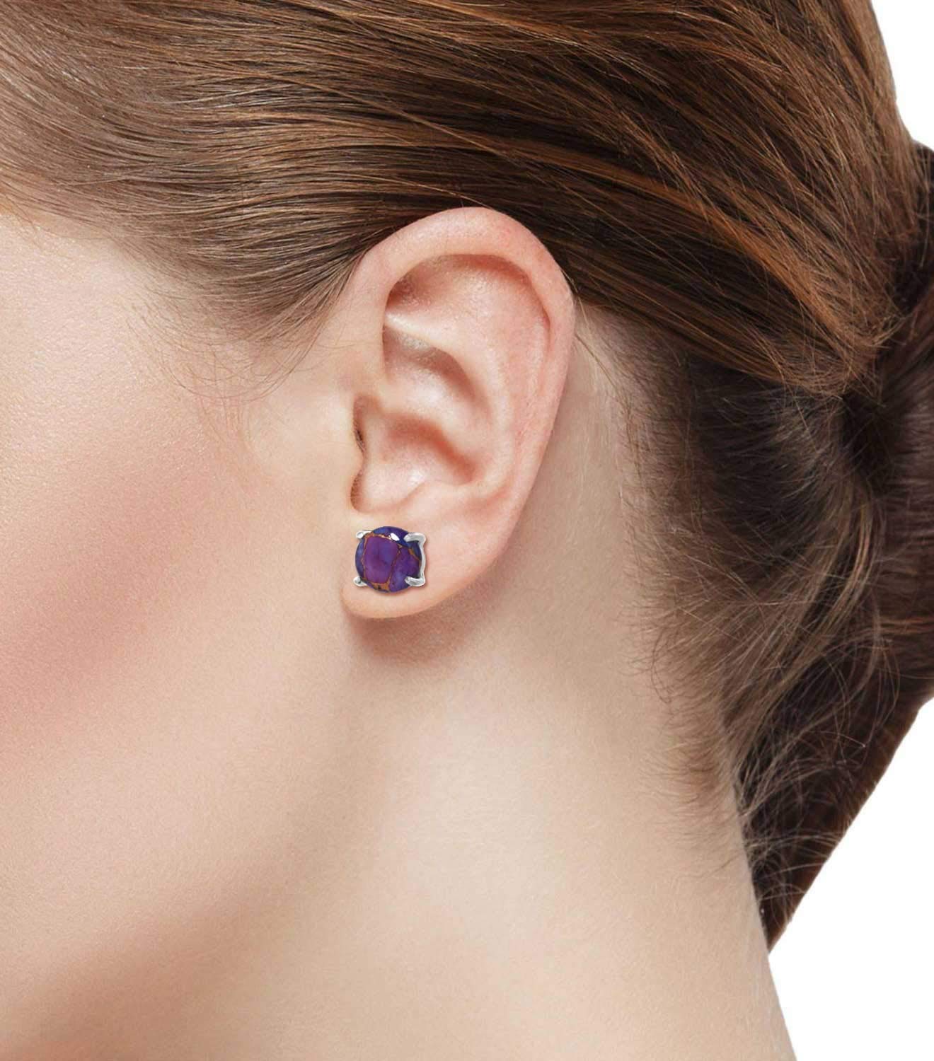 JEWELOPORIUM 925 Sterling Silver Statement Stud Earrings for Women - 10mm Round Gemstone Handmade Jewelry - Perfect Gift for Birthday, Anniversary & Special Occasions (98541_E)