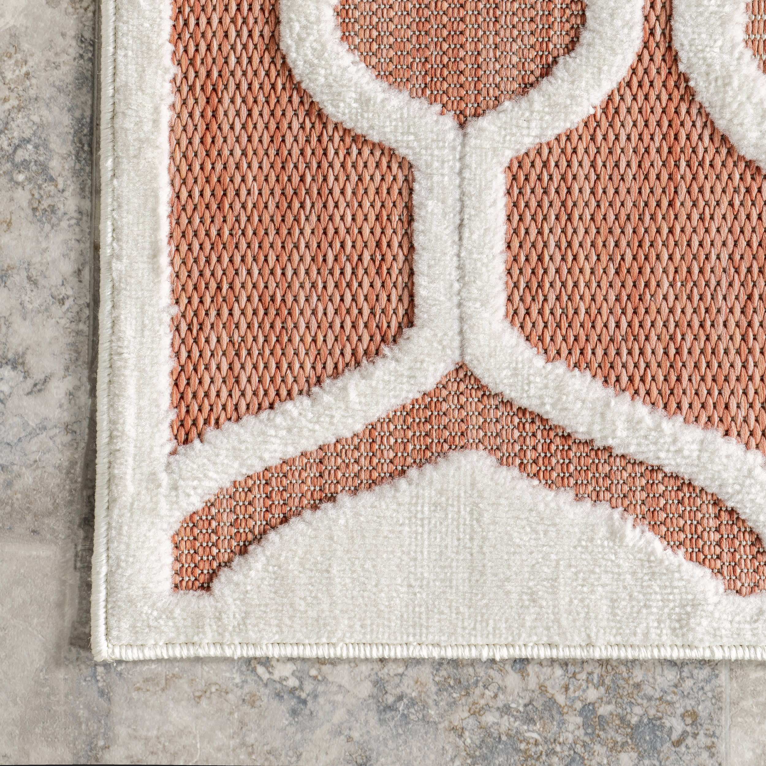 Bernita Modern Geometric Area Rug - Non-Slip Indoor Outdoor Carpet for Living Room, Bedroom, Patio - Brick Red Pattern Home Decor with Skid-Resistant Backing | Perfect for Home, Office, and Outdoor Spaces