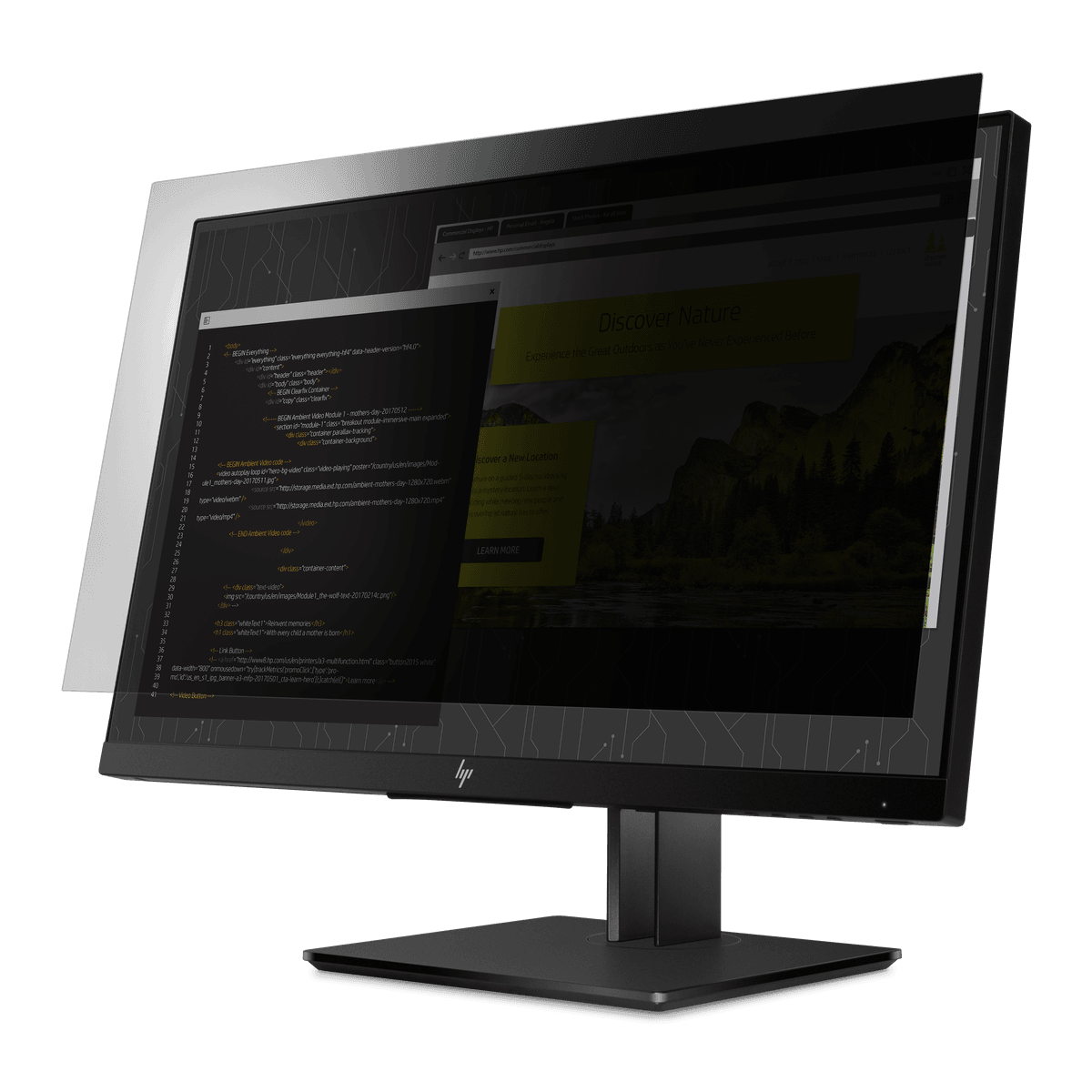 4Vu Anti-Glare Privacy Screen Protector for HP EliteDisplay E243 & HP Z24nf G2 Monitors - Landscape Orientation for Office & Home Workspaces