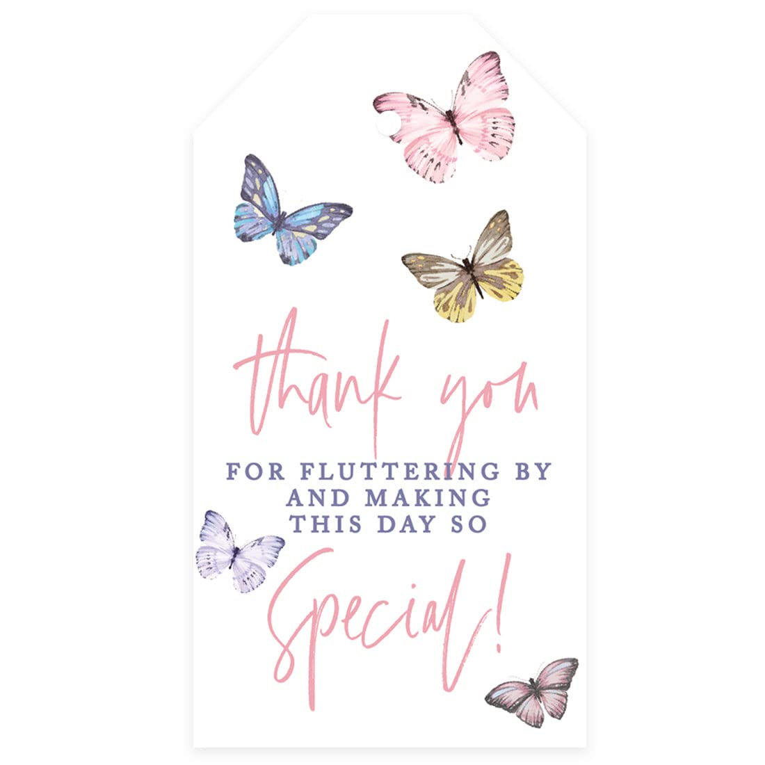 Butterfly Thank You Gift Tags with String - 40-Pack Floral Baby Shower Favor Tags for 1st Birthday Party, Kids Gift Bags & Girls Butterfly Theme Decorations (3.75