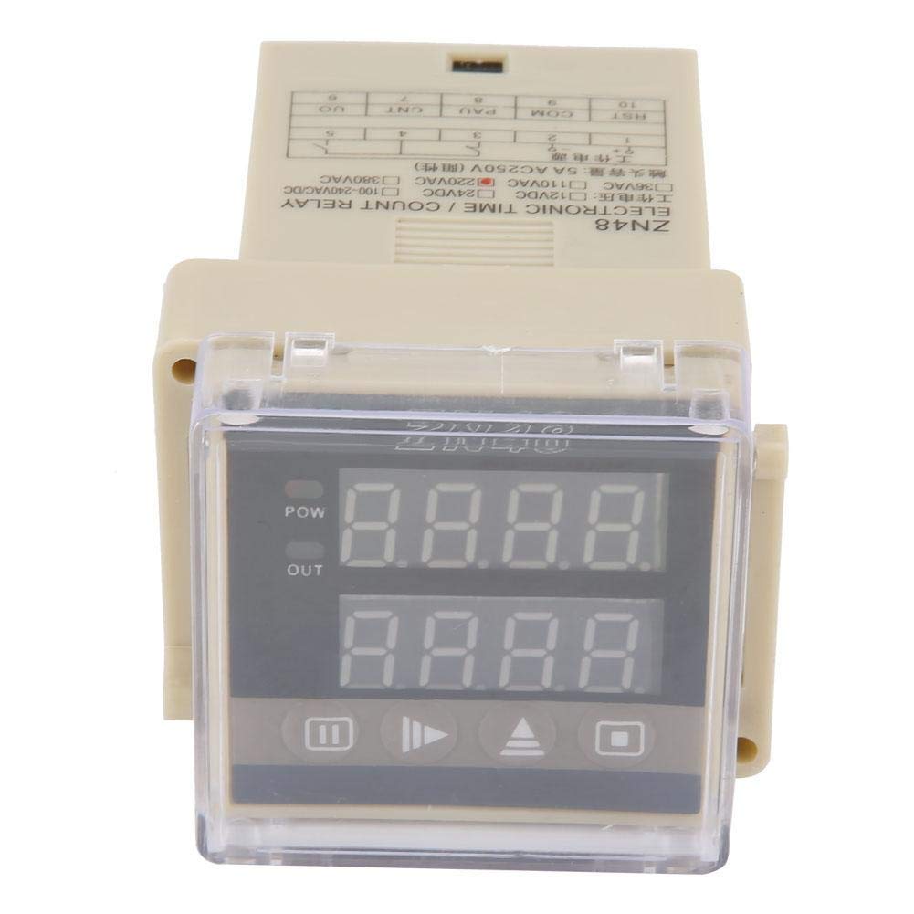 Walfront ZN48 AC 220V Digital Time Relay Counter - Adjustable Time Delay Timer Switch with Multifunction LCD Display for Speed & Frequency Measurement - Perfect for Industrial Automation, HVAC Systems, and Electrical Control Panels