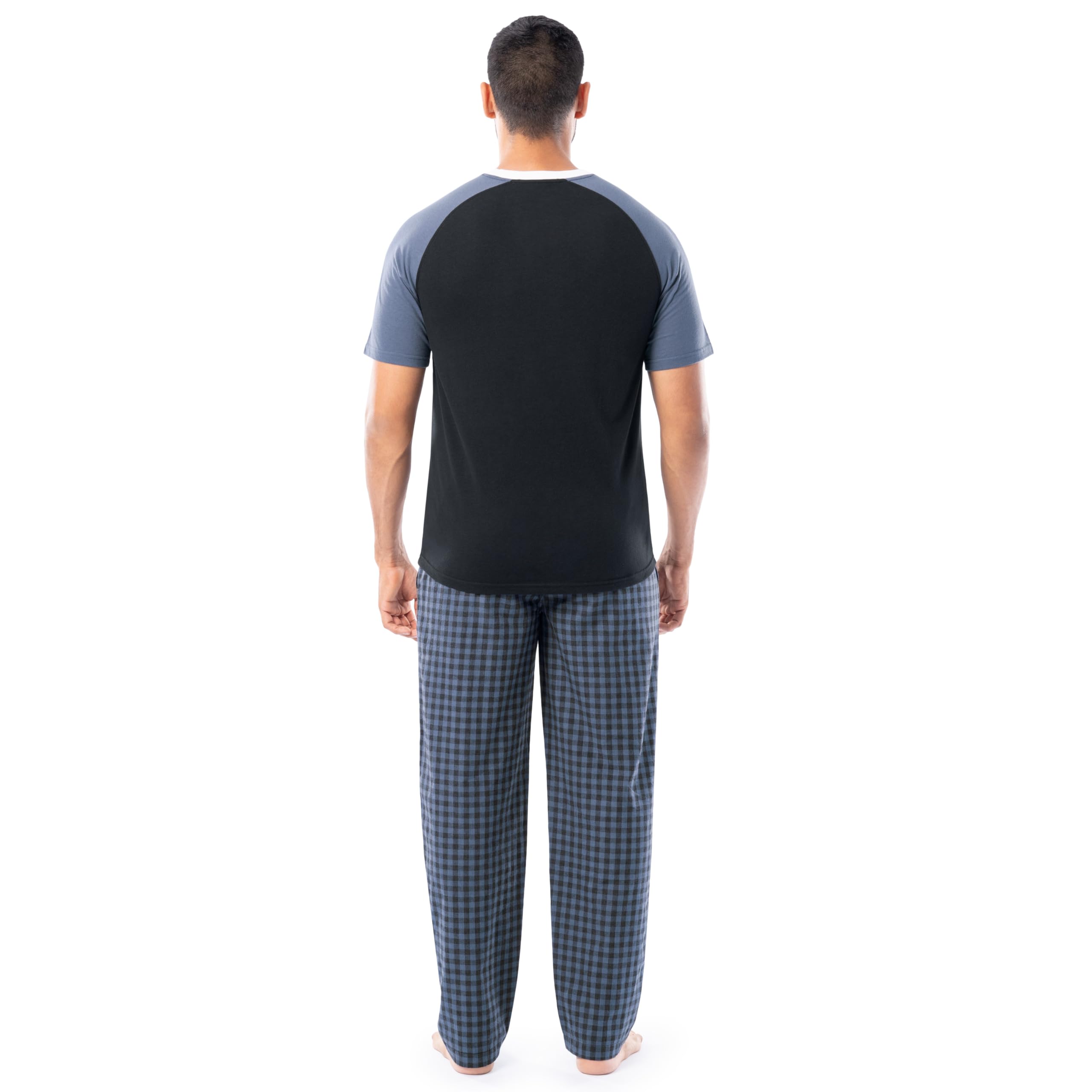 Fruit of the Loom Men's Cotton Jersey Henley Top & Broadcloth Pants Pajama Set - Soft Sleepwear for Lounge & Nighttime Comfort