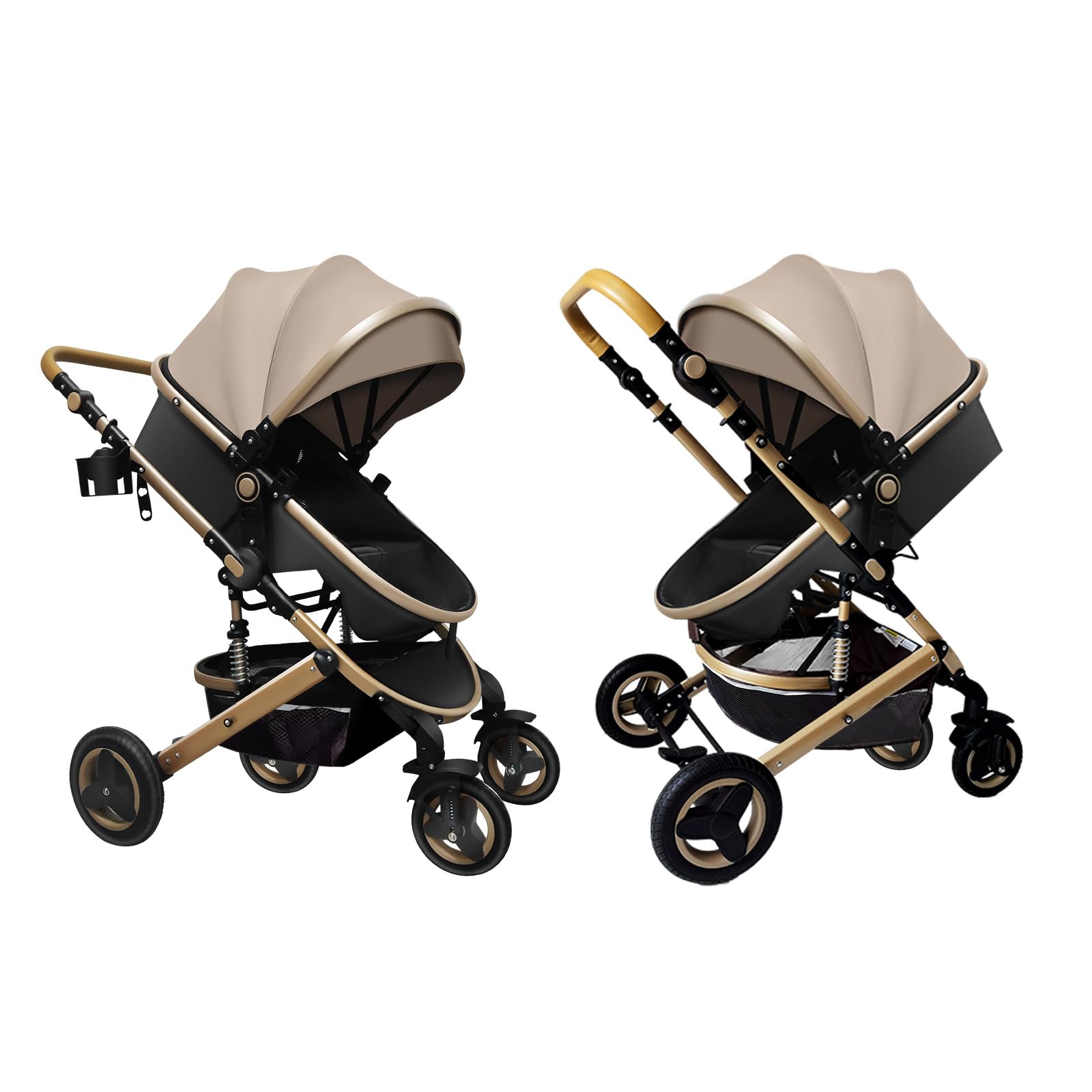 Premium 2-in-1 Convertible Baby Stroller with Bassinet & Reversible Seat - Foldable Travel Pram for Newborns & Infants - High Landscape View - Ideal for Shopping, Travel & Daily Walks (Pink)