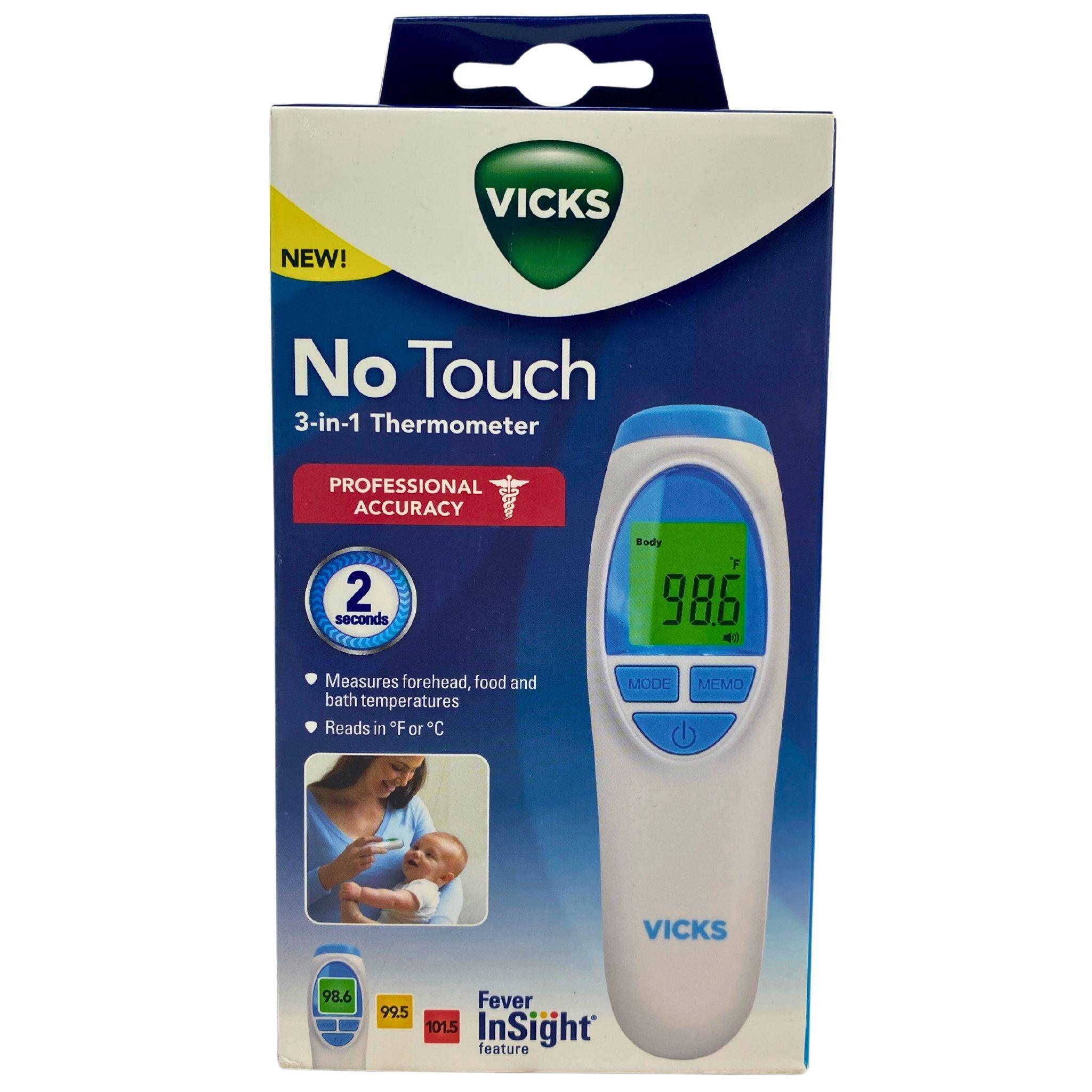 Vicks No Touch 3-in-1 Digital Thermometer - 50 Pack | Fast & Accurate Forehead, Ear & Surface Temperature Reading | Perfect for Home, Office & Travel Use